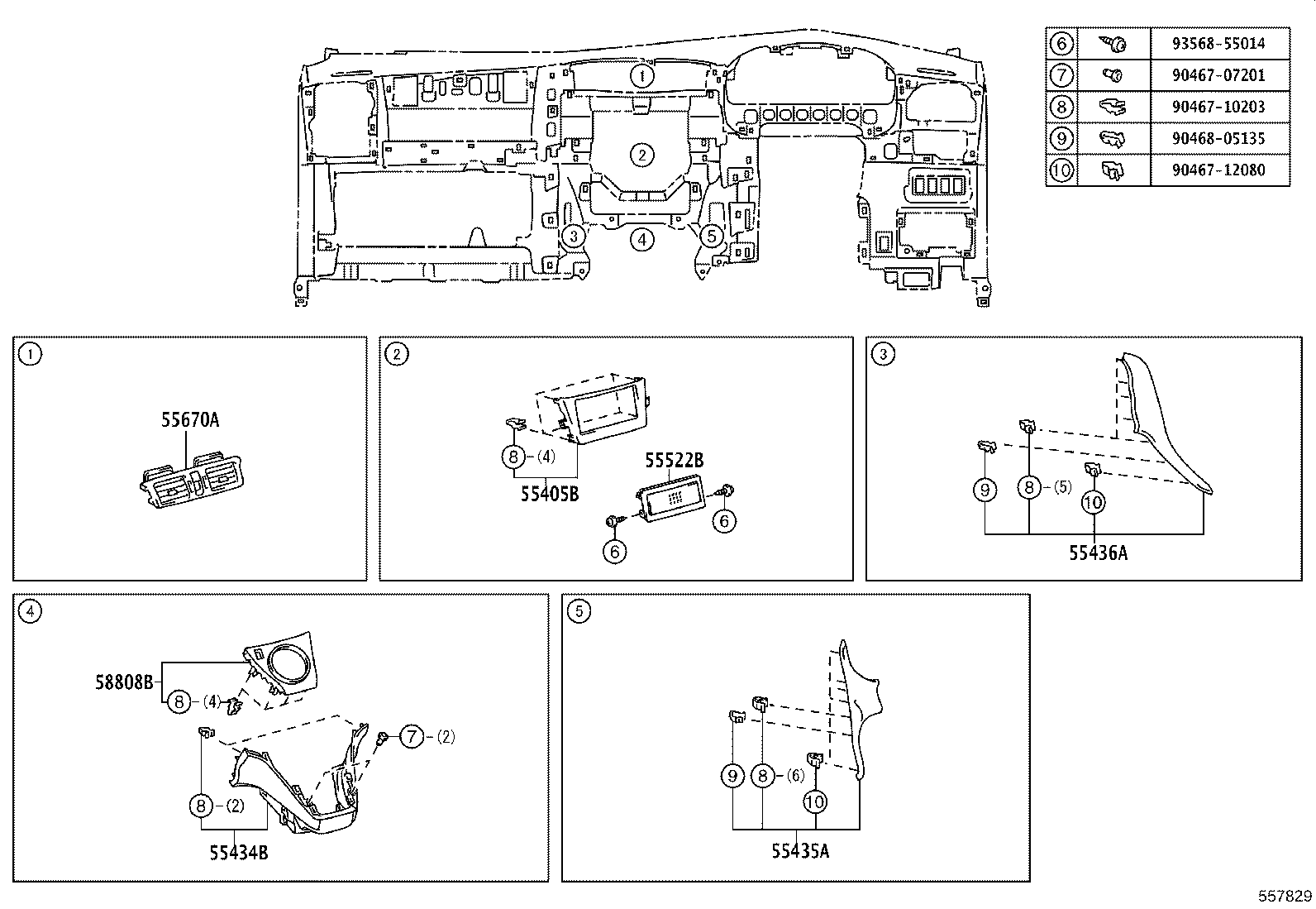 55405-72010 PANEL SUB-ASSY, INSTRUMENT CLUSTER FINISH, CENTER product image