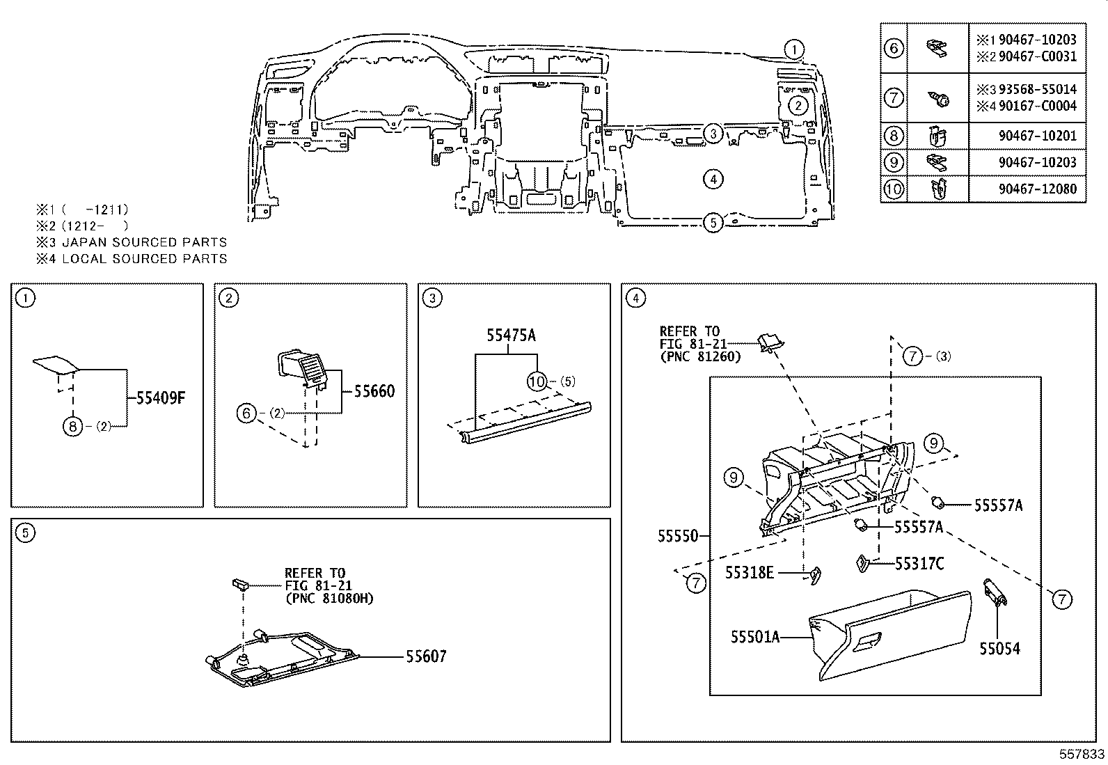 55045-0P022 PANEL SUB-ASSY, INSTRUMENT PANEL FINISH, LOWER product image