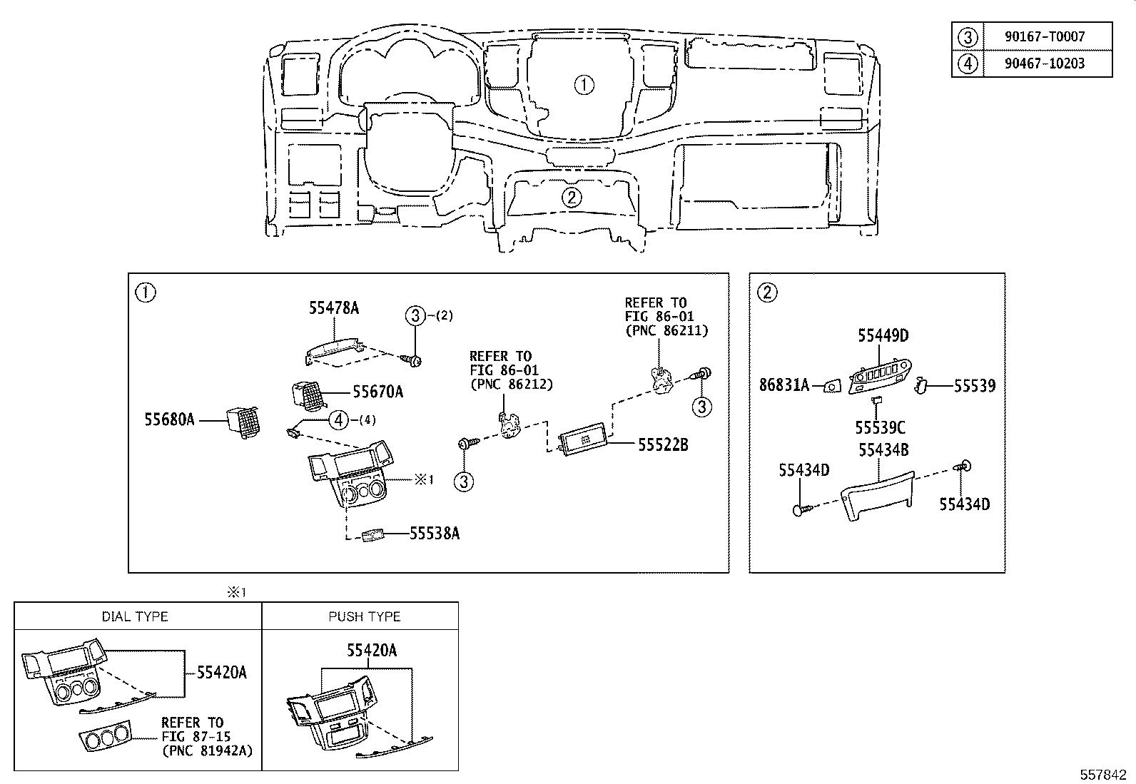 55670-0K080 REGISTER ASSY, INSTRUMENT PANEL, CENTER product image