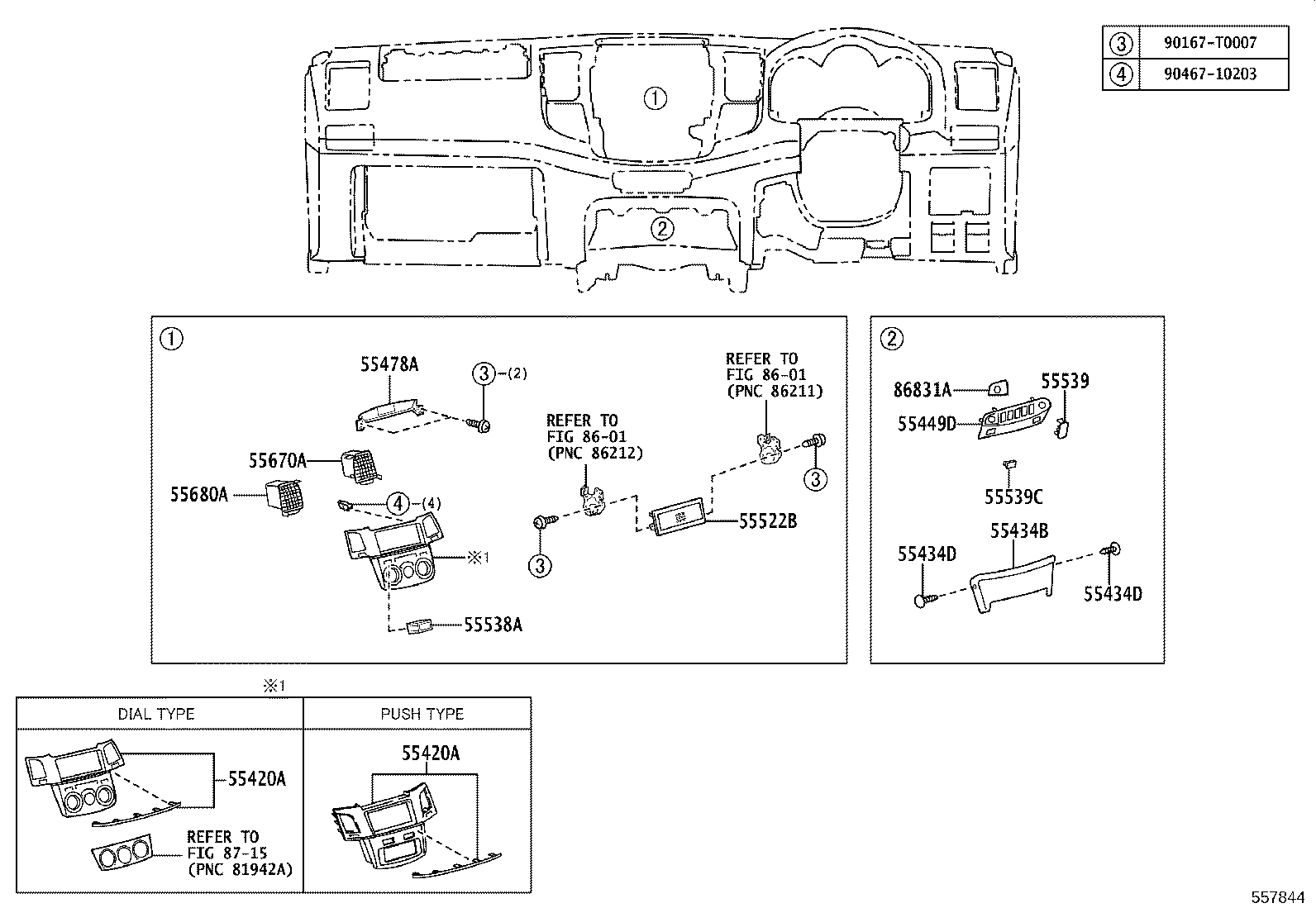 55670-0K080 REGISTER ASSY, INSTRUMENT PANEL, CENTER product image