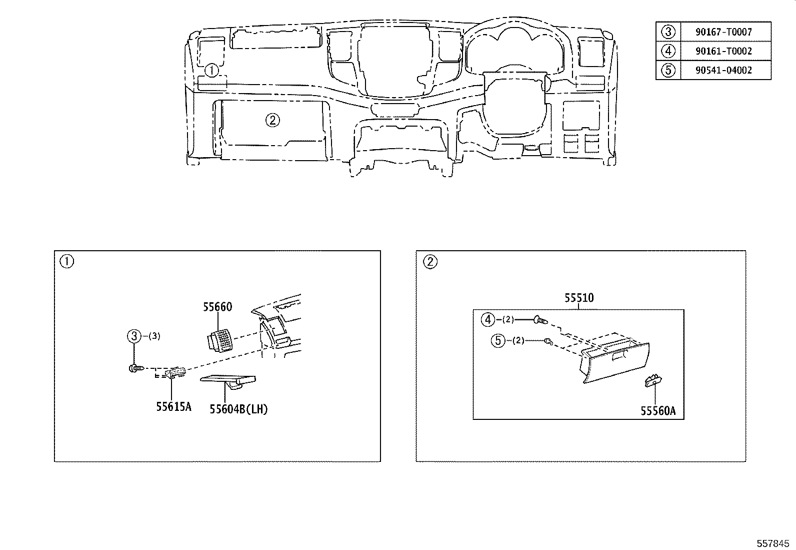 55670-0K080 REGISTER ASSY, INSTRUMENT PANEL, CENTER product image