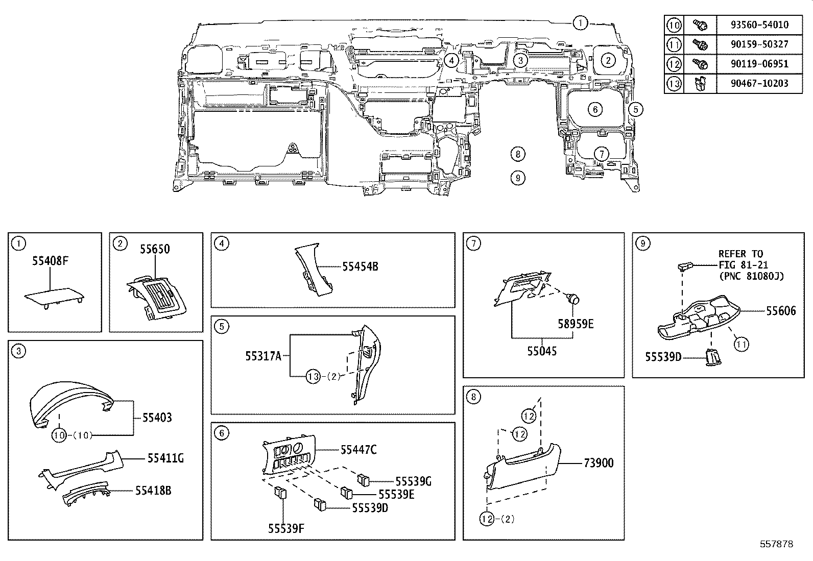 55307-75010 BRACE SUB-ASSY, INSTRUMENT PANEL, NO.2 product image