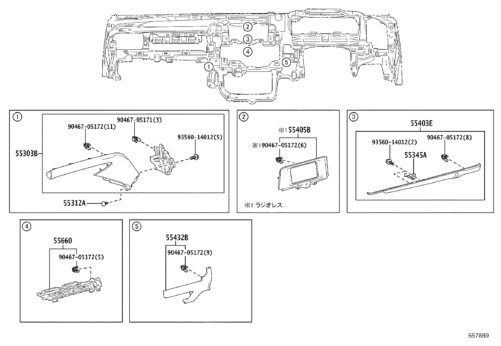55405-30510 PANEL SUB-ASSY, INSTRUMENT CLUSTER FINISH, CENTER product image