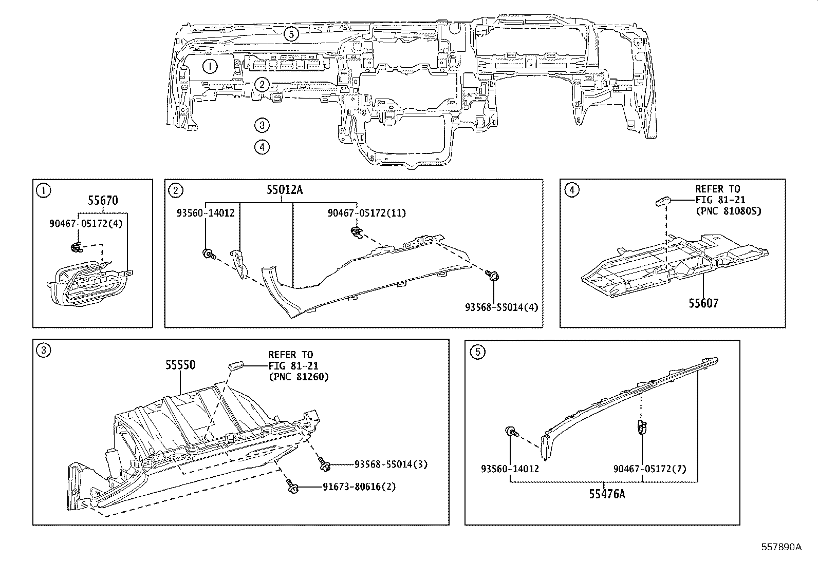 55650-30530 REGISTER ASSY, INSTRUMENT PANEL, NO.1 product image
