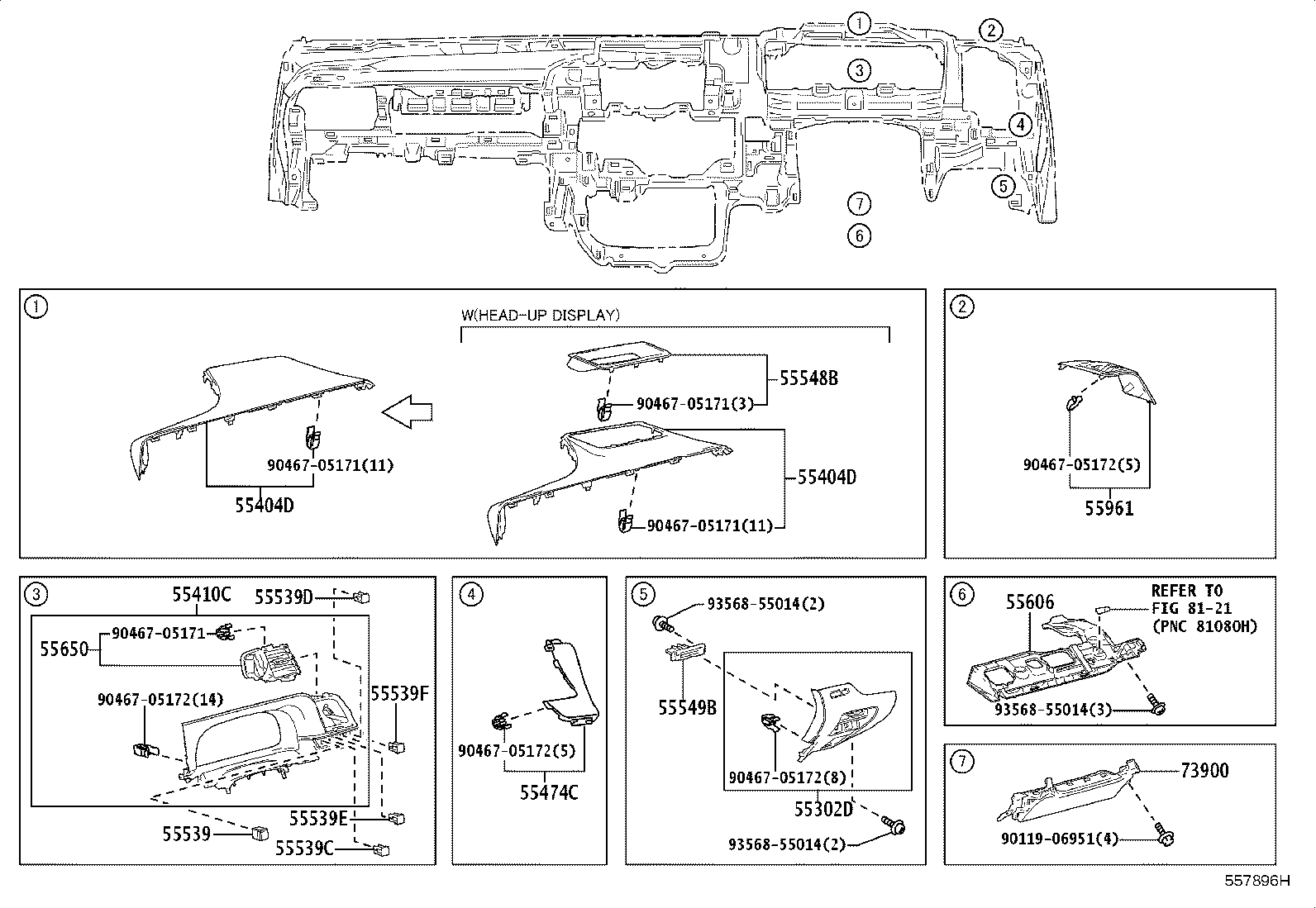 55650-30530 REGISTER ASSY, INSTRUMENT PANEL, NO.1 product image