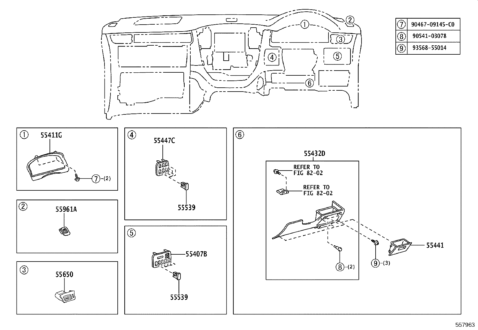 55307-58010 BRACE SUB-ASSY, INSTRUMENT PANEL, NO.2 product image
