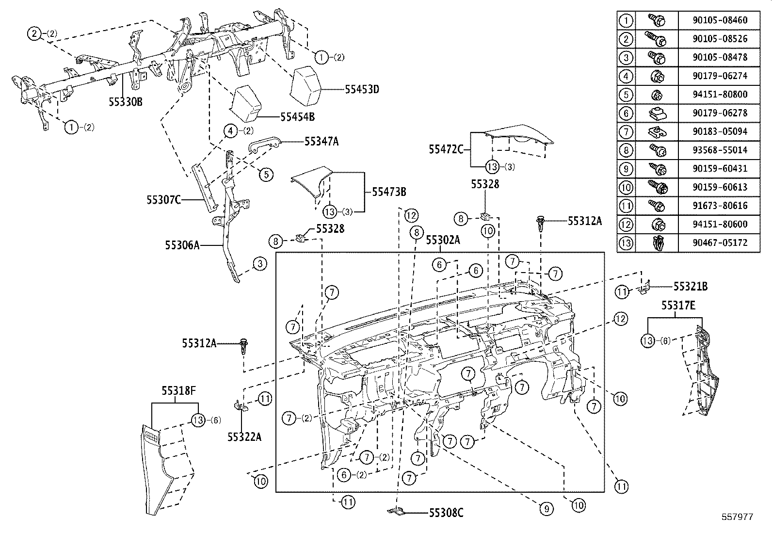 55405-52C80 PANEL SUB-ASSY, INSTRUMENT CLUSTER FINISH, CENTER product image