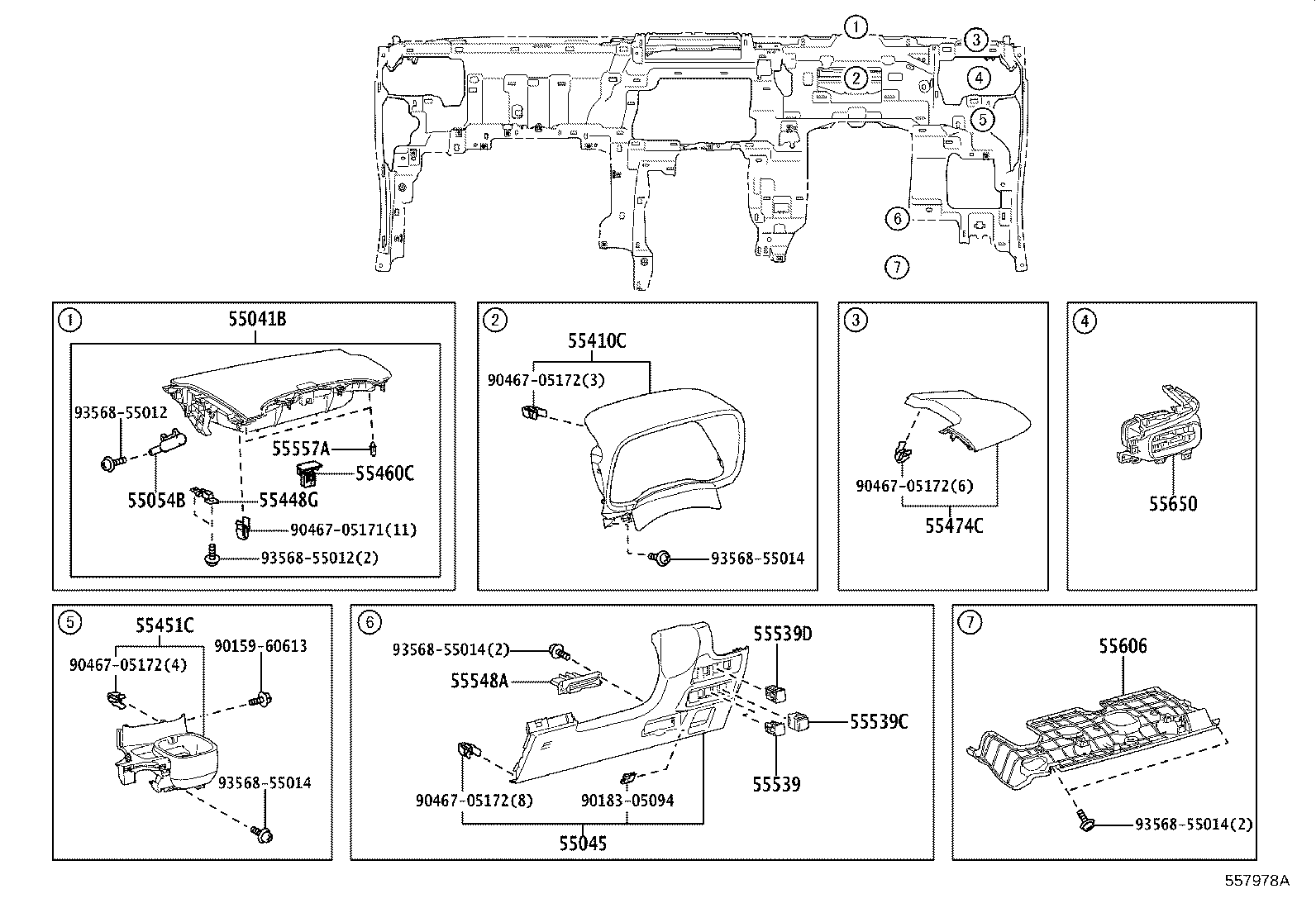 55046-52060 PANEL SUB-ASSY, INSTRUMENT PANEL FINISH, LOWER LH product image