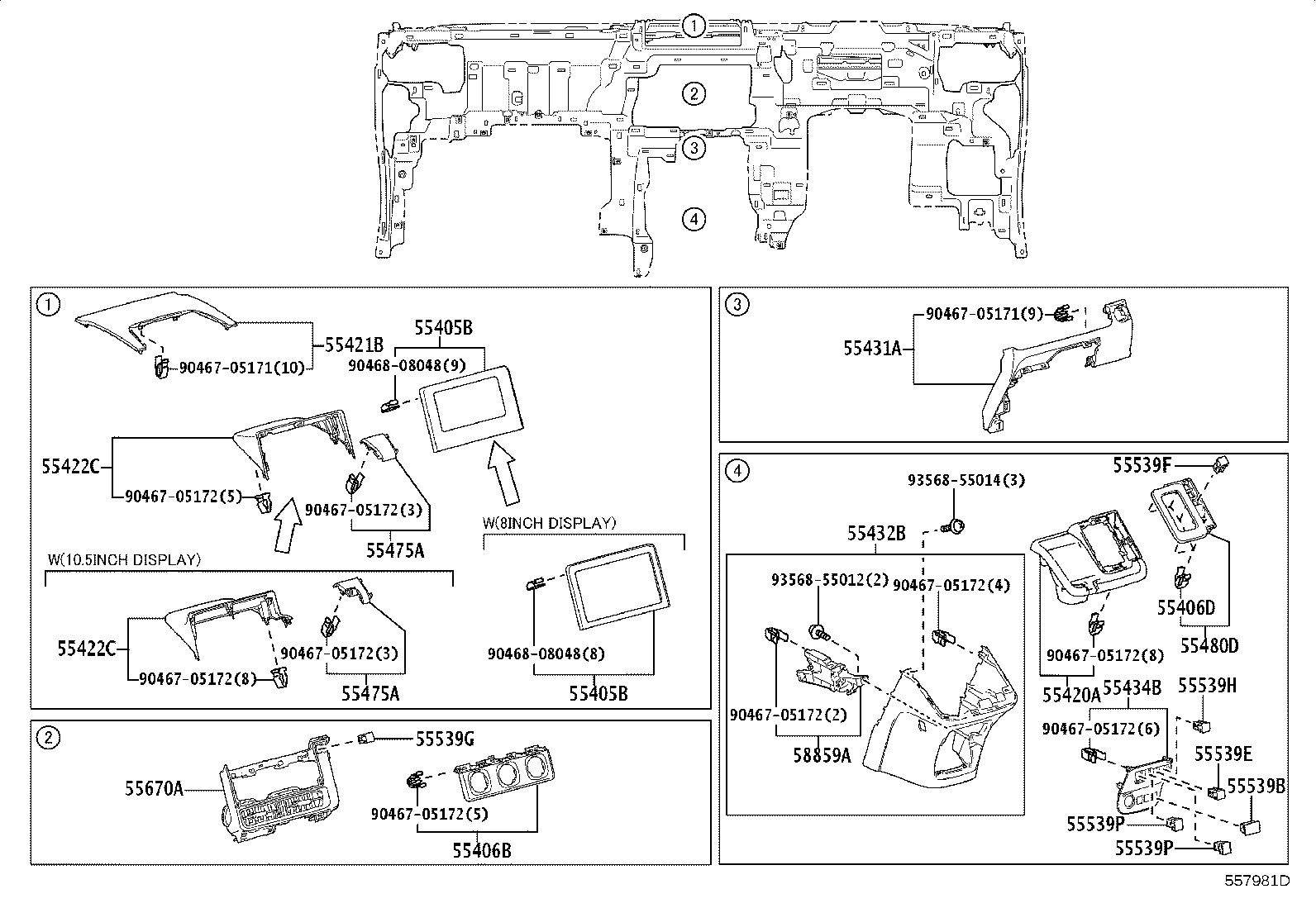 55405-52C80 PANEL SUB-ASSY, INSTRUMENT CLUSTER FINISH, CENTER product image