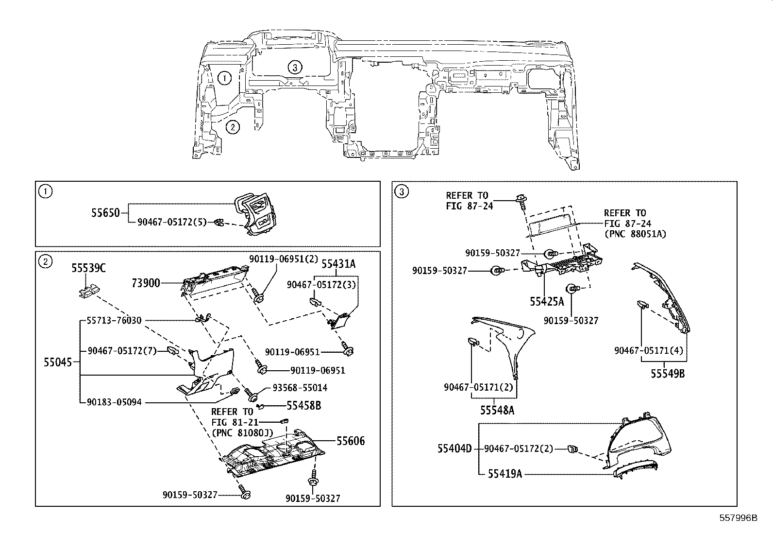 55307-76060 BRACE SUB-ASSY, INSTRUMENT PANEL, NO.2 product image