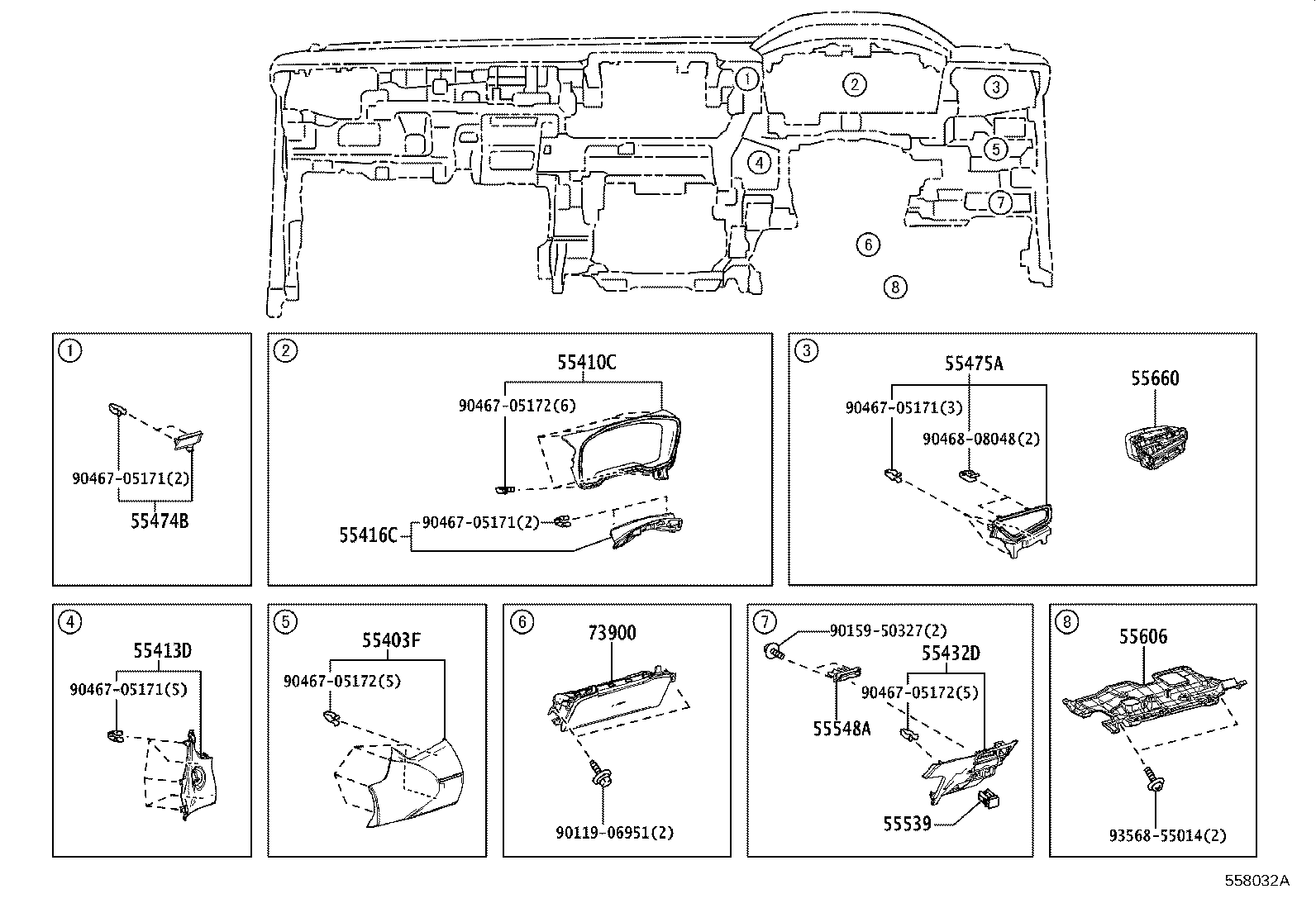 55306-16140 BRACE SUB-ASSY, INSTRUMENT PANEL, NO.1 product image