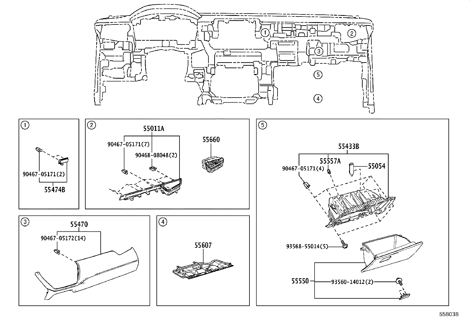 55306-16140 BRACE SUB-ASSY, INSTRUMENT PANEL, NO.1 product image