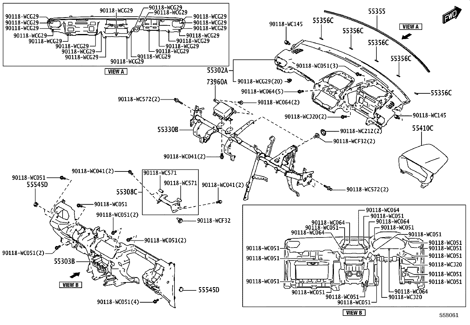 55405-WC016 PANEL SUB-ASSY, INSTRUMENT CLUSTER FINISH, CENTER product image