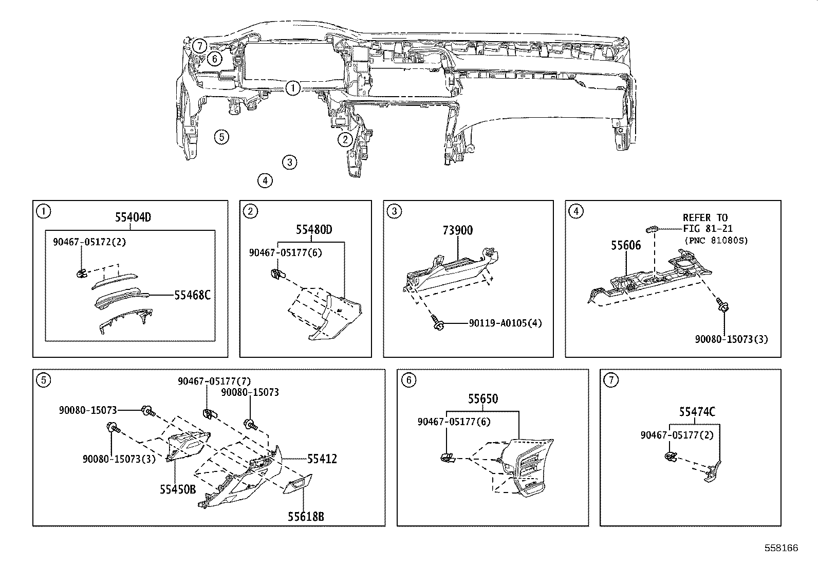 55468-0E080 SEAL, INSTRUMENT CLUSTER FINISH PANEL, NO.1 product image