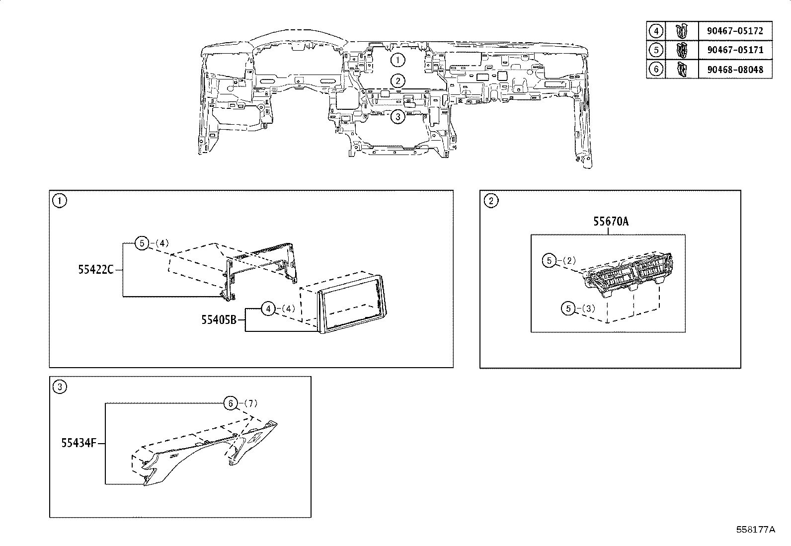 55670-12750 REGISTER ASSY, INSTRUMENT PANEL, CENTER product image