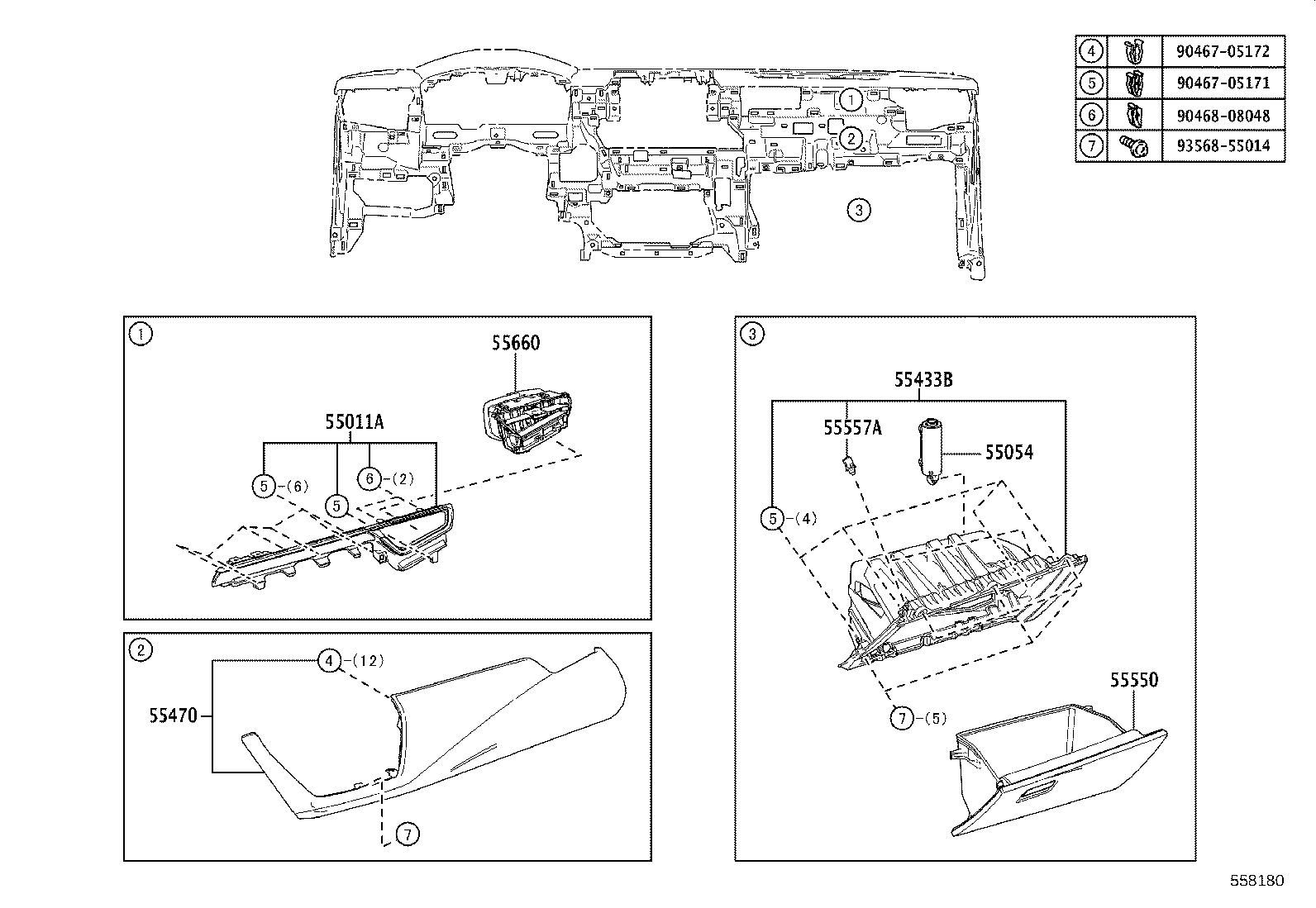 55670-12750 REGISTER ASSY, INSTRUMENT PANEL, CENTER product image