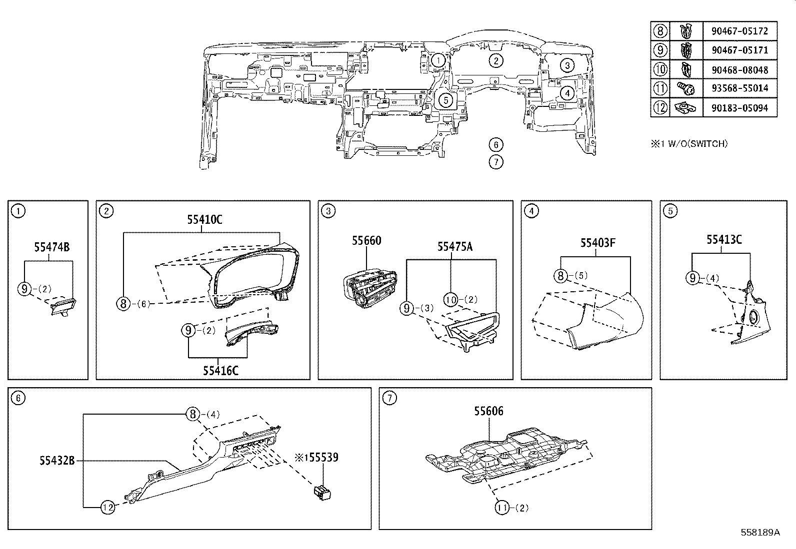 55306-12560 BRACE SUB-ASSY, INSTRUMENT PANEL, NO.1 product image