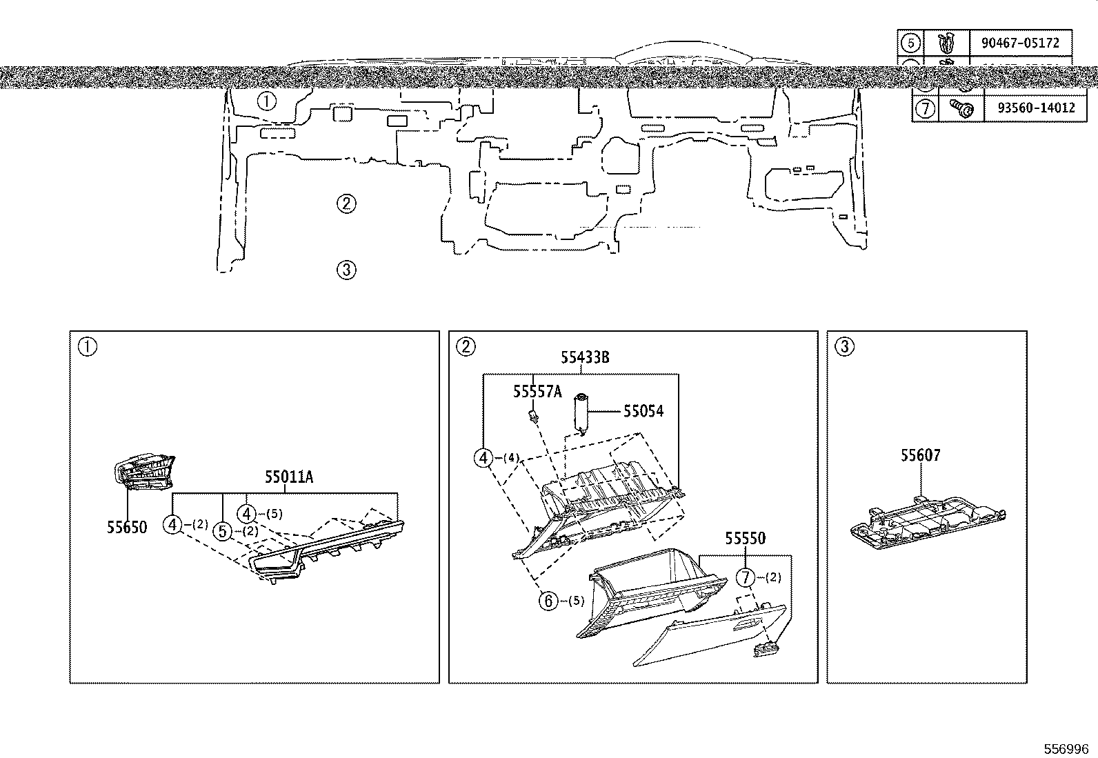 55306-12560 BRACE SUB-ASSY, INSTRUMENT PANEL, NO.1 product image