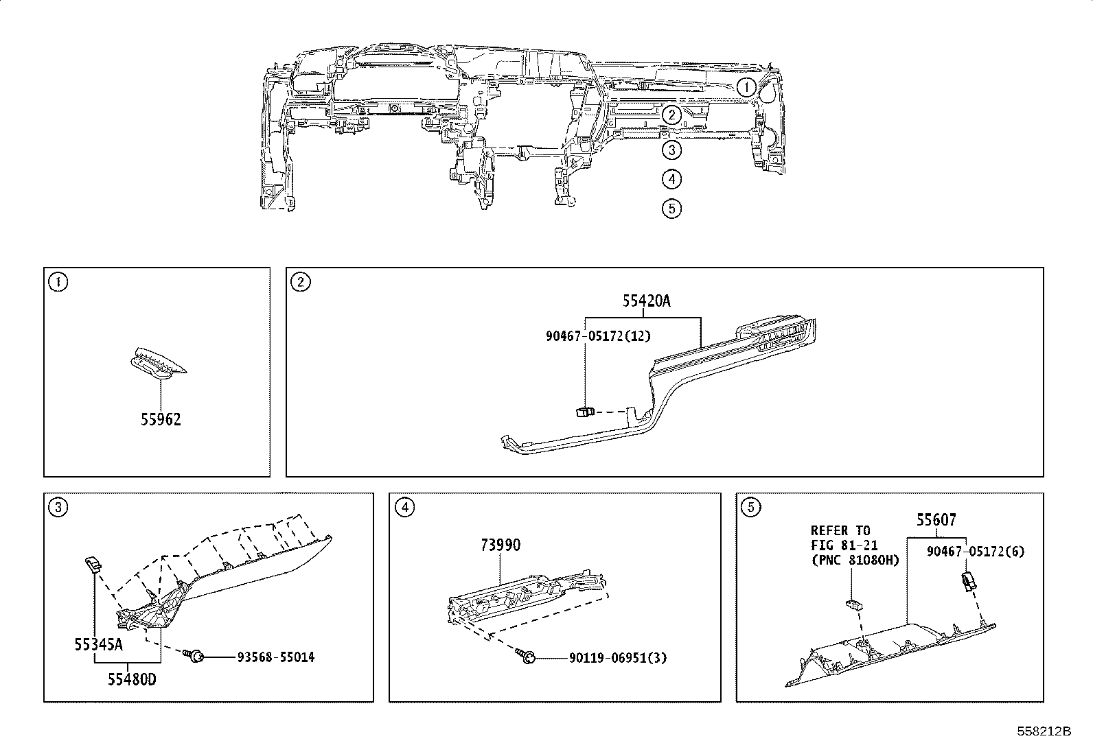 55307-46050 BRACE SUB-ASSY, INSTRUMENT PANEL, NO.2 product image