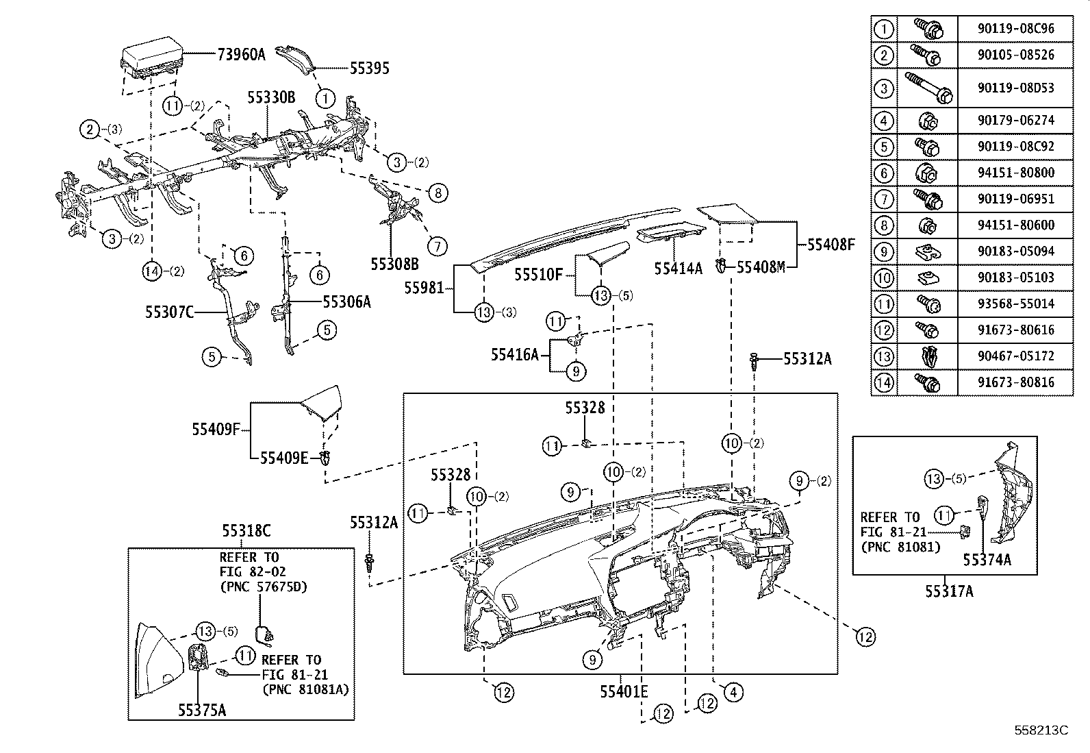 55981-46030 GARNISH, DEFROSTER NOZZLE, NO.1 product image