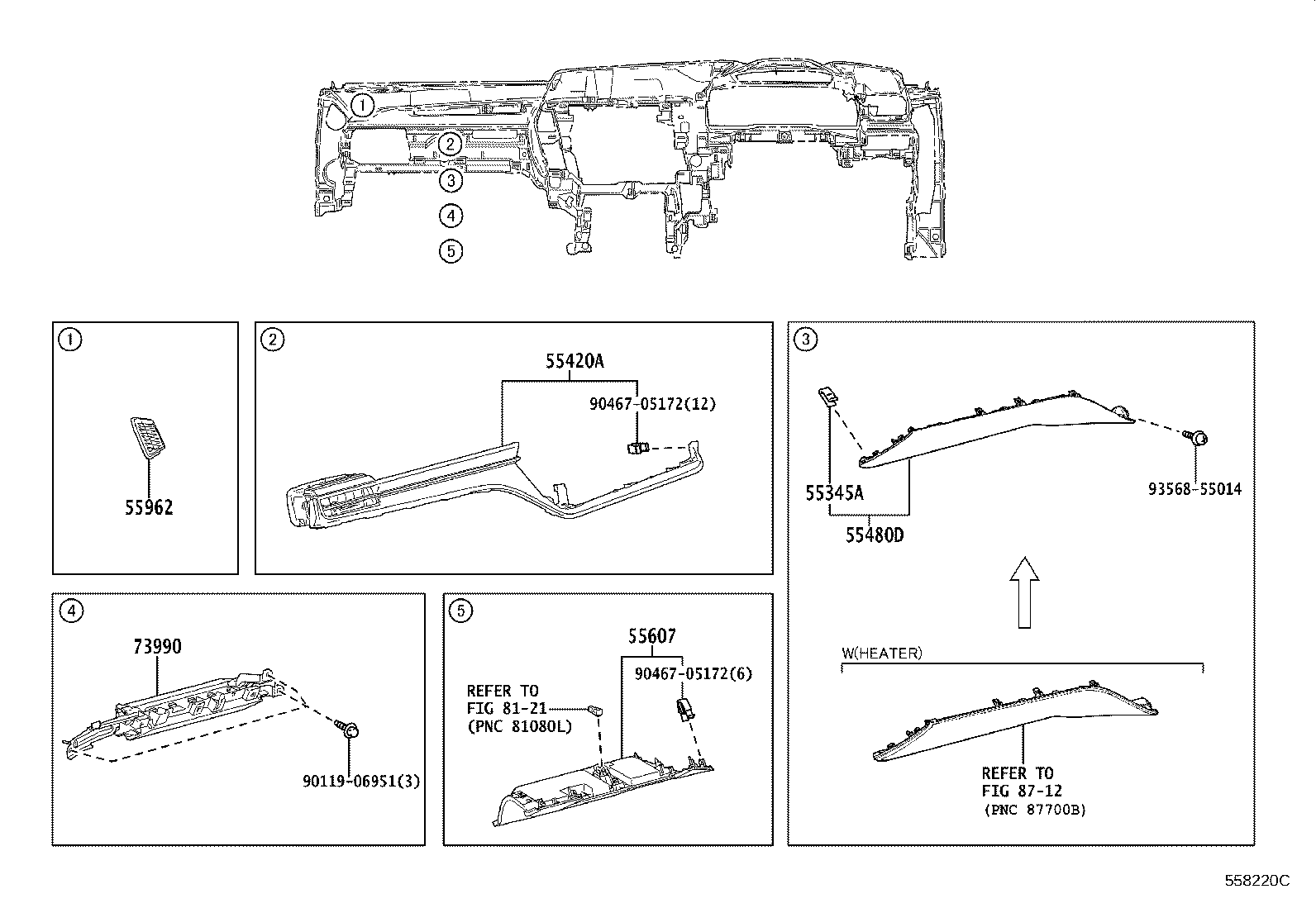 55307-46050 BRACE SUB-ASSY, INSTRUMENT PANEL, NO.2 product image