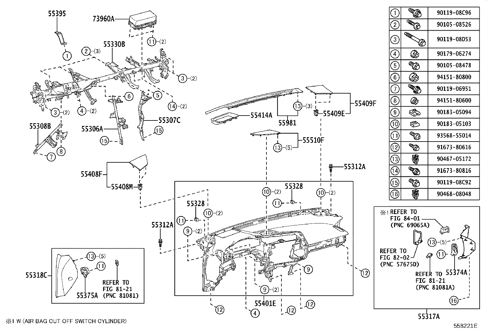 55307-46050 BRACE SUB-ASSY, INSTRUMENT PANEL, NO.2 product image
