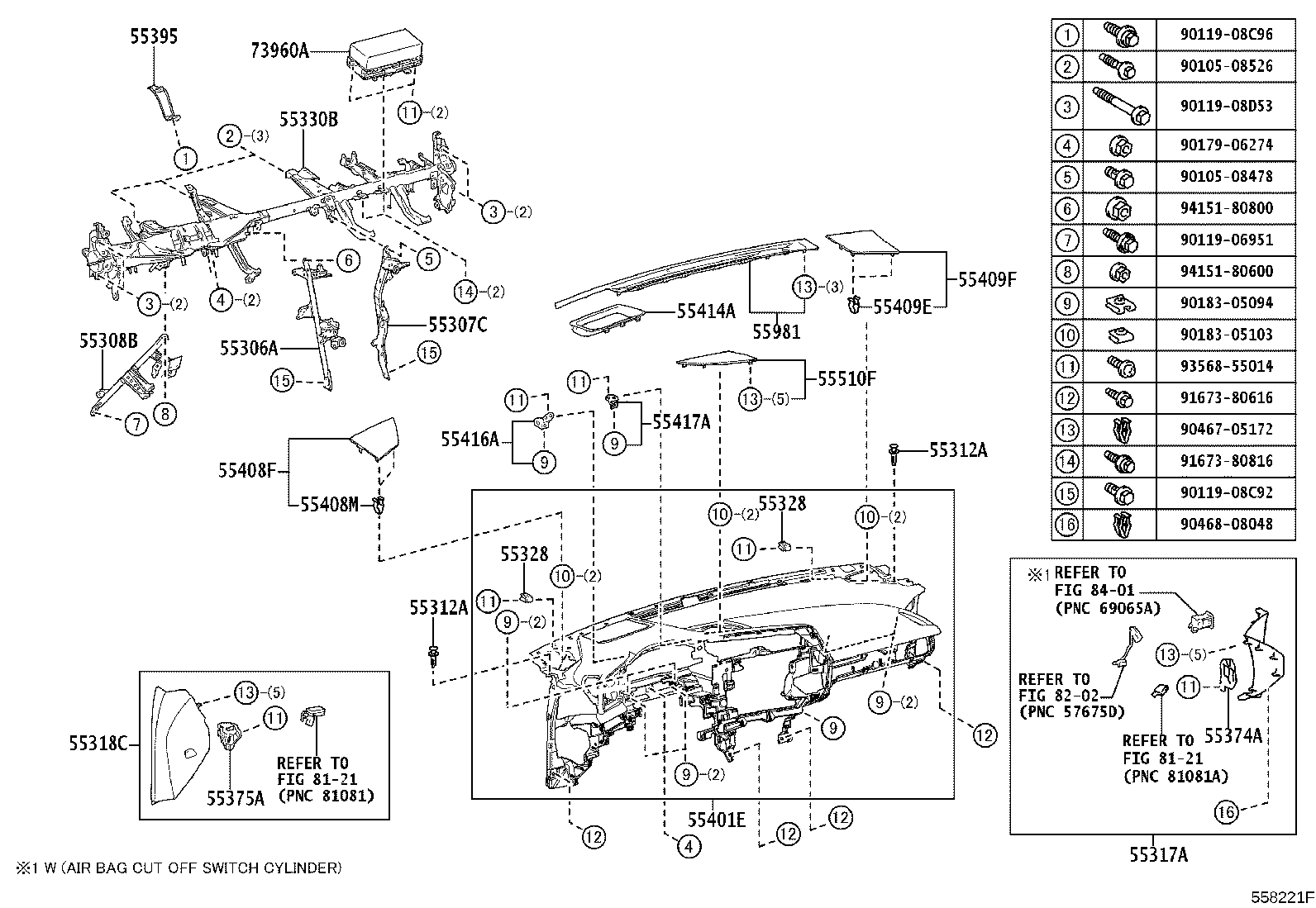 55307-46050 BRACE SUB-ASSY, INSTRUMENT PANEL, NO.2 product image