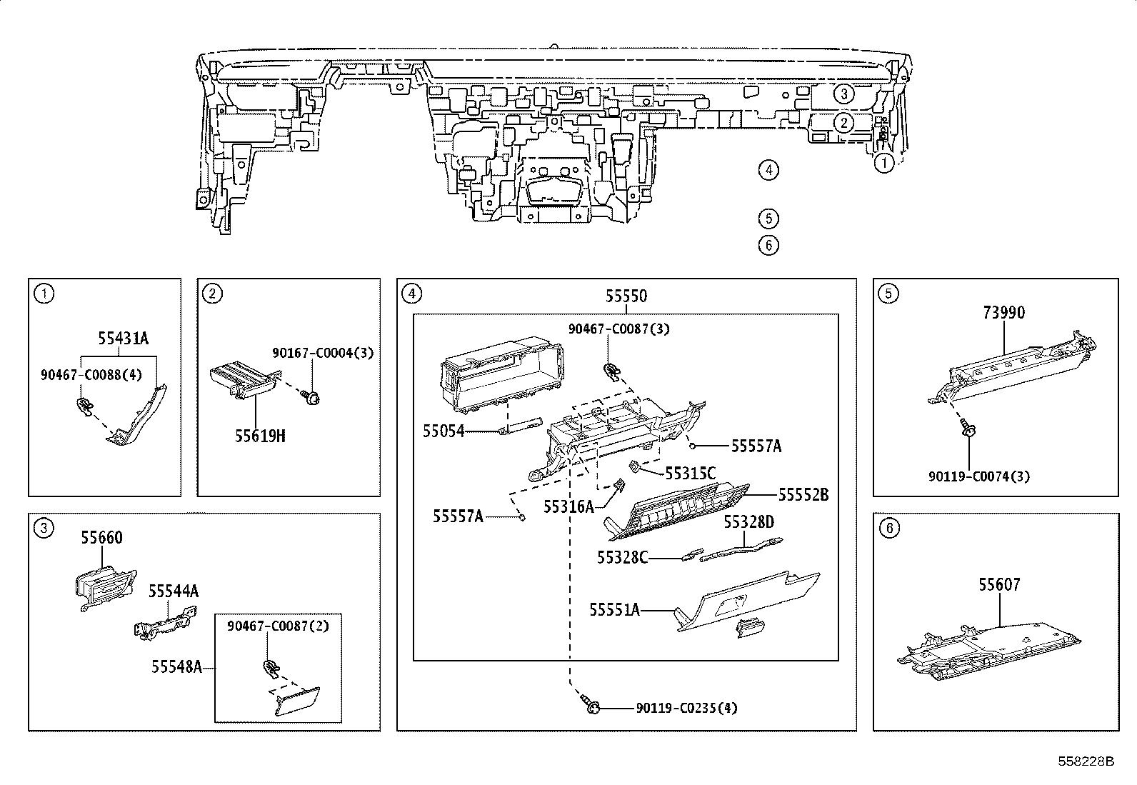 55307-03020 BRACE SUB-ASSY, INSTRUMENT PANEL, NO.2 product image