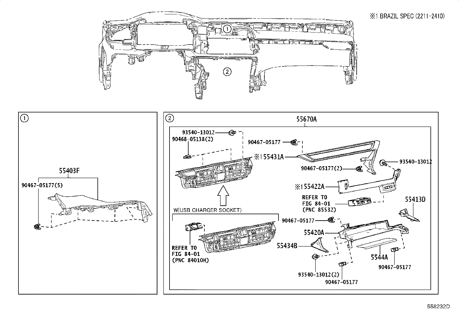 55307-48210 BRACE SUB-ASSY, INSTRUMENT PANEL, NO.2 product image