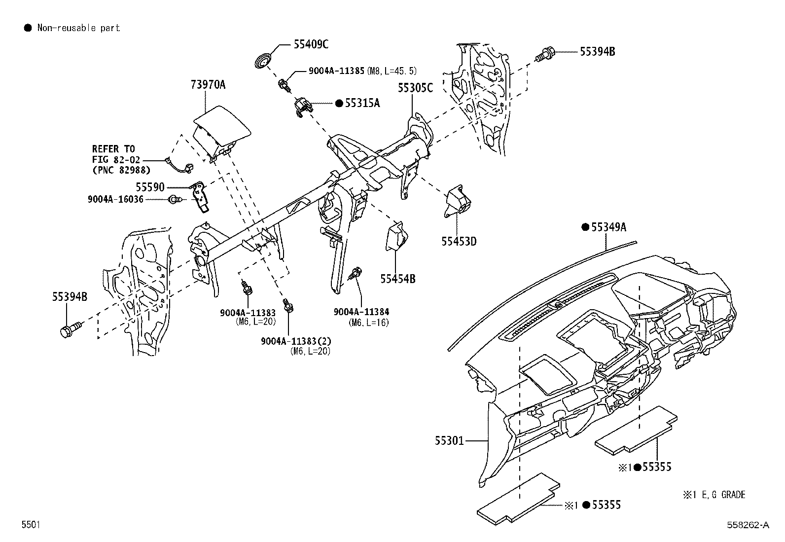 55453-BZ260 PAD, INSTRUMENT PANEL SAFETY, NO.1 product image