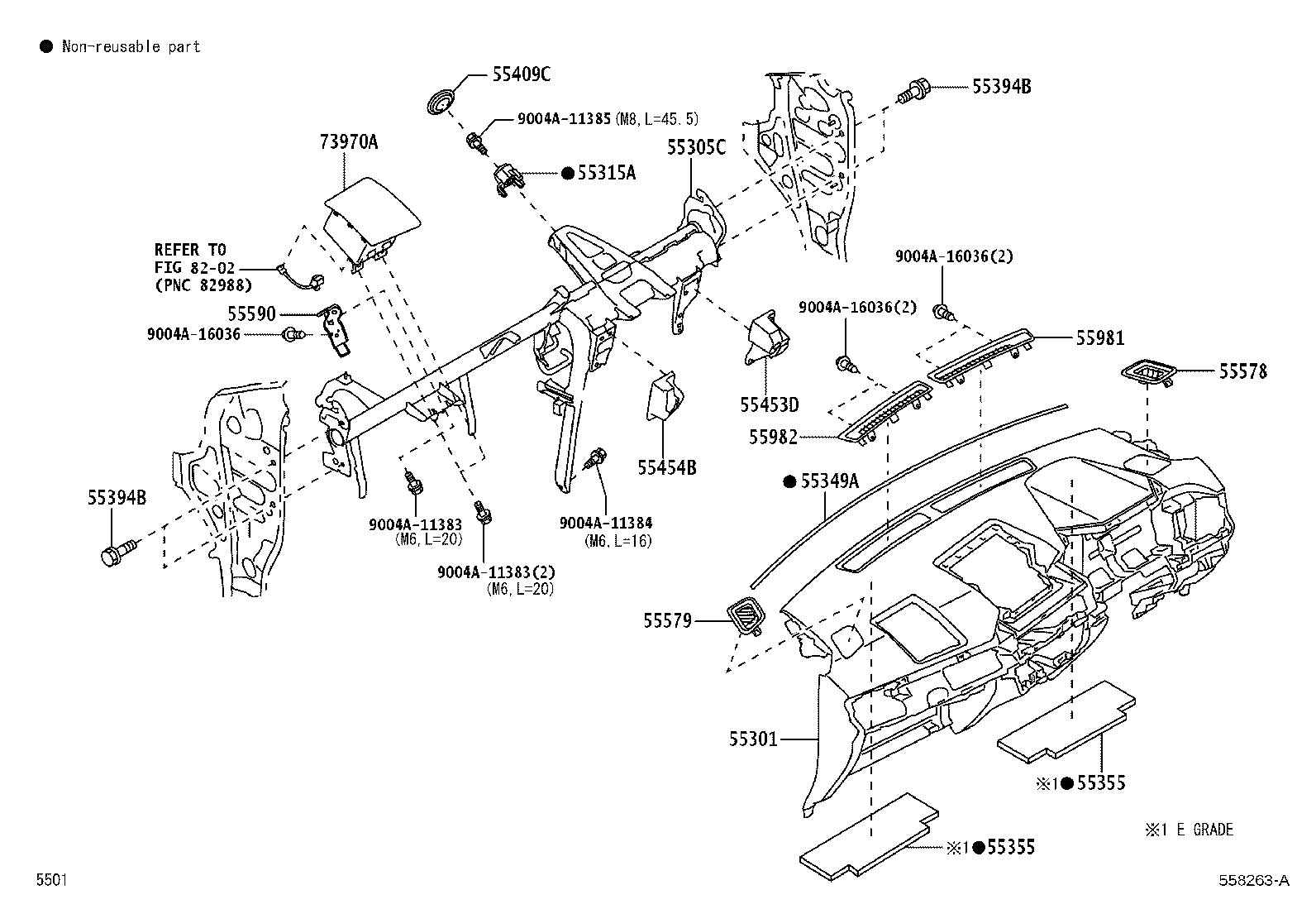 55453-BZ260 PAD, INSTRUMENT PANEL SAFETY, NO.1 product image