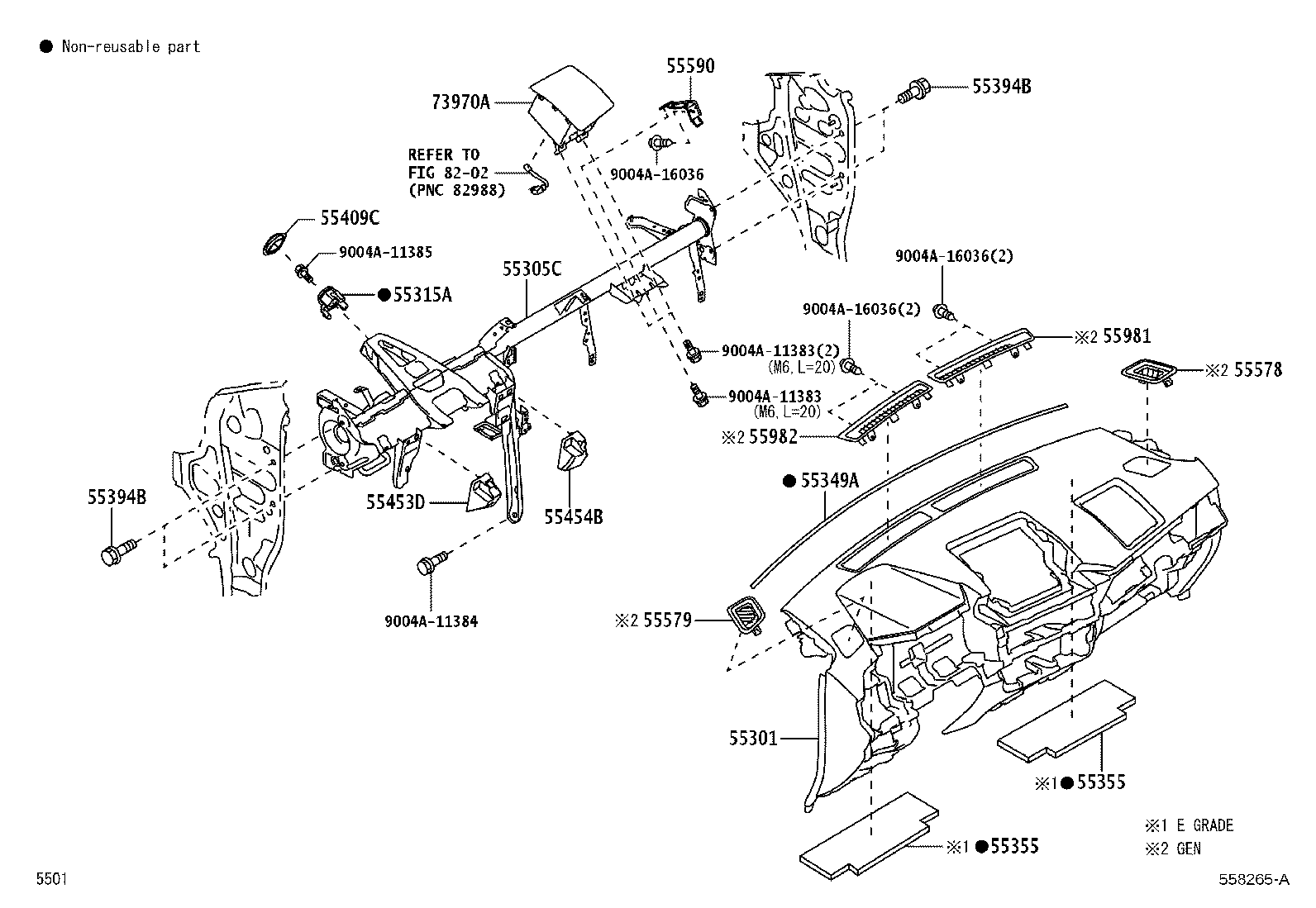 55453-BZ260 PAD, INSTRUMENT PANEL SAFETY, NO.1 product image