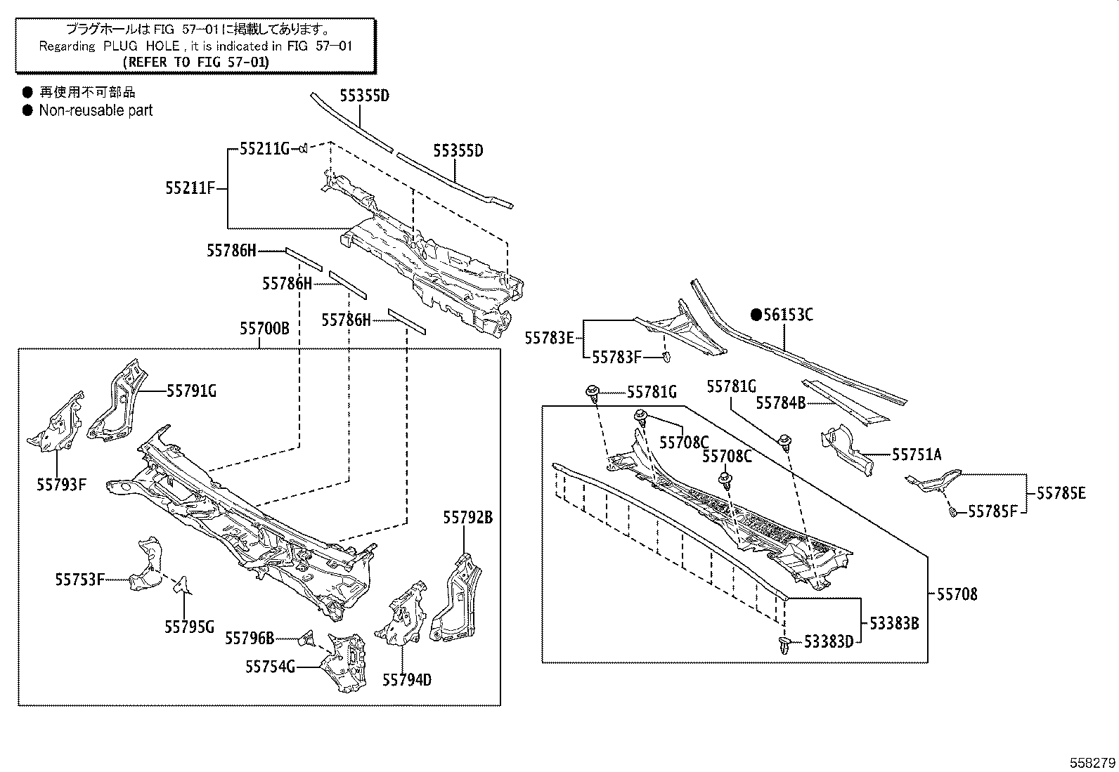 55708-50111 LOUVER SUB-ASSY, COWL TOP VENTILATOR product image