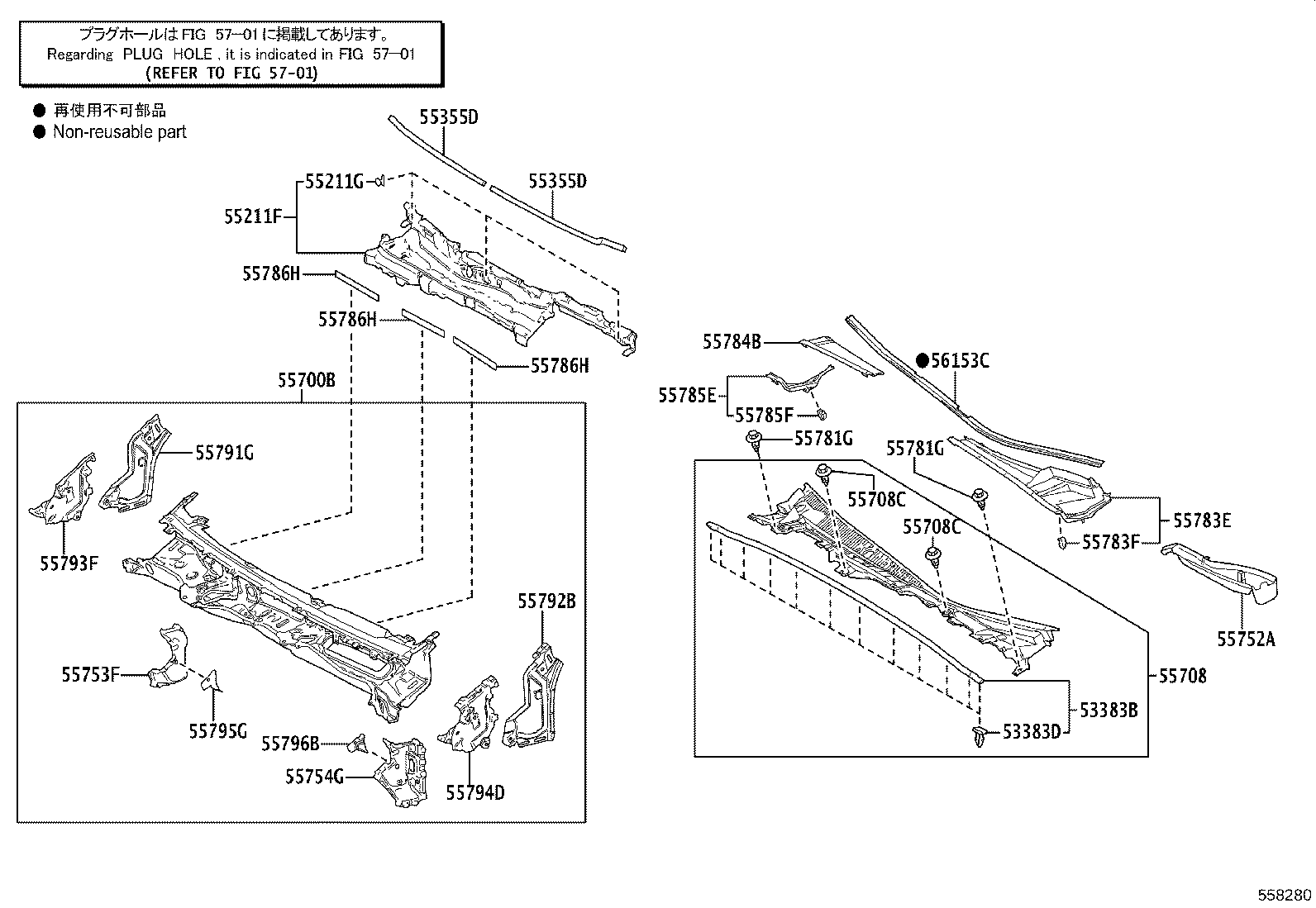 55708-50111 LOUVER SUB-ASSY, COWL TOP VENTILATOR product image
