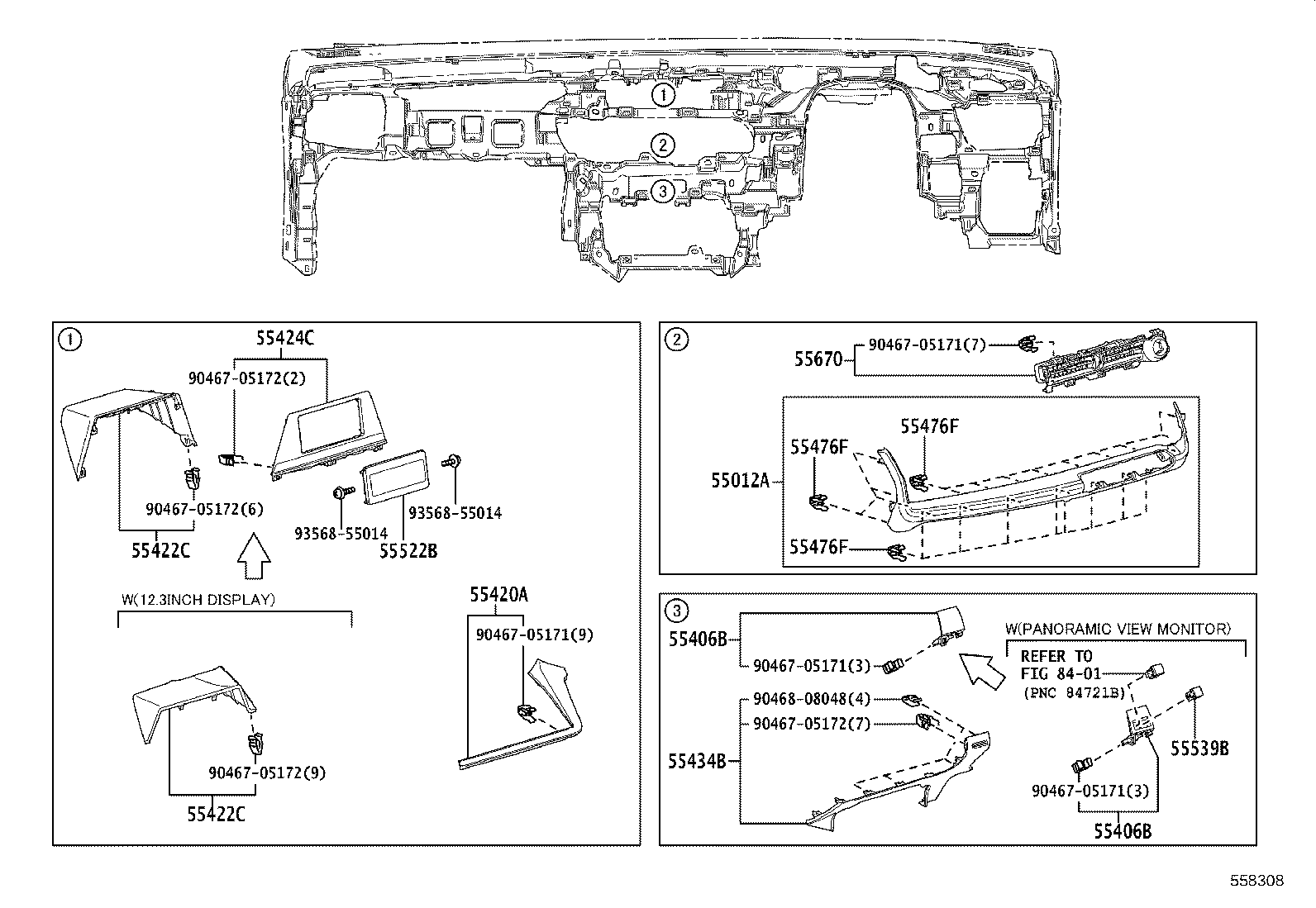 55307-47110 BRACE SUB-ASSY, INSTRUMENT PANEL, NO.2 product image