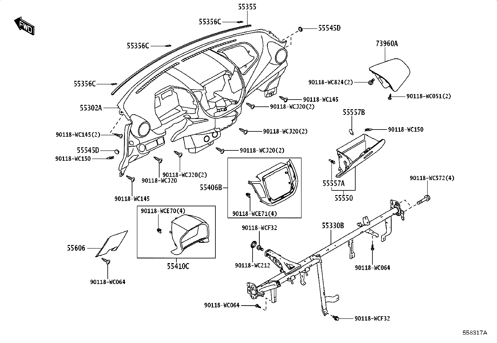 55405-WC024 PANEL SUB-ASSY, INSTRUMENT CLUSTER FINISH, CENTER product image
