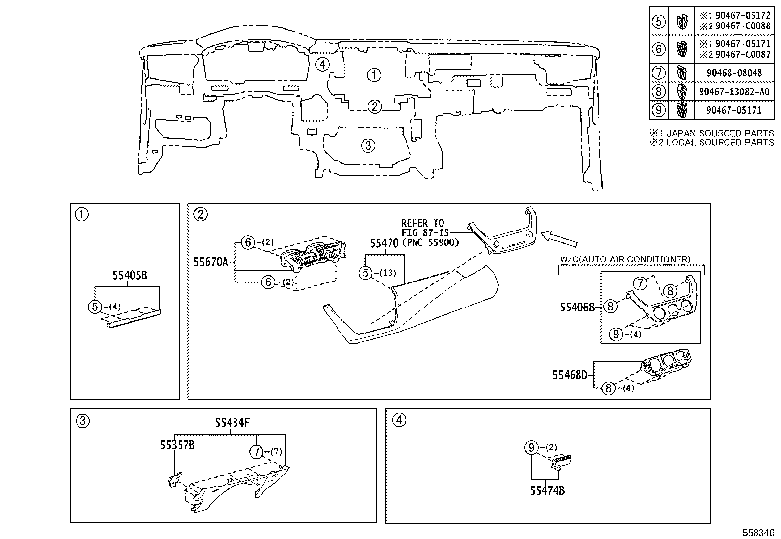 90467-C0051 CLIP, INSTRUMENT PANEL product image