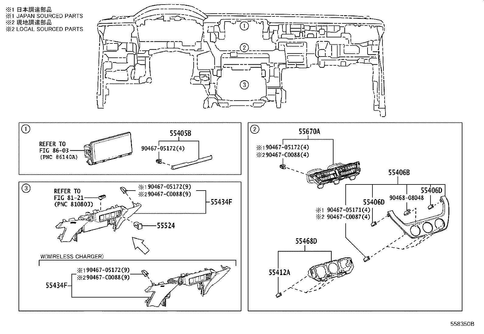 55650-0A040 REGISTER ASSY, INSTRUMENT PANEL, NO.1 product image