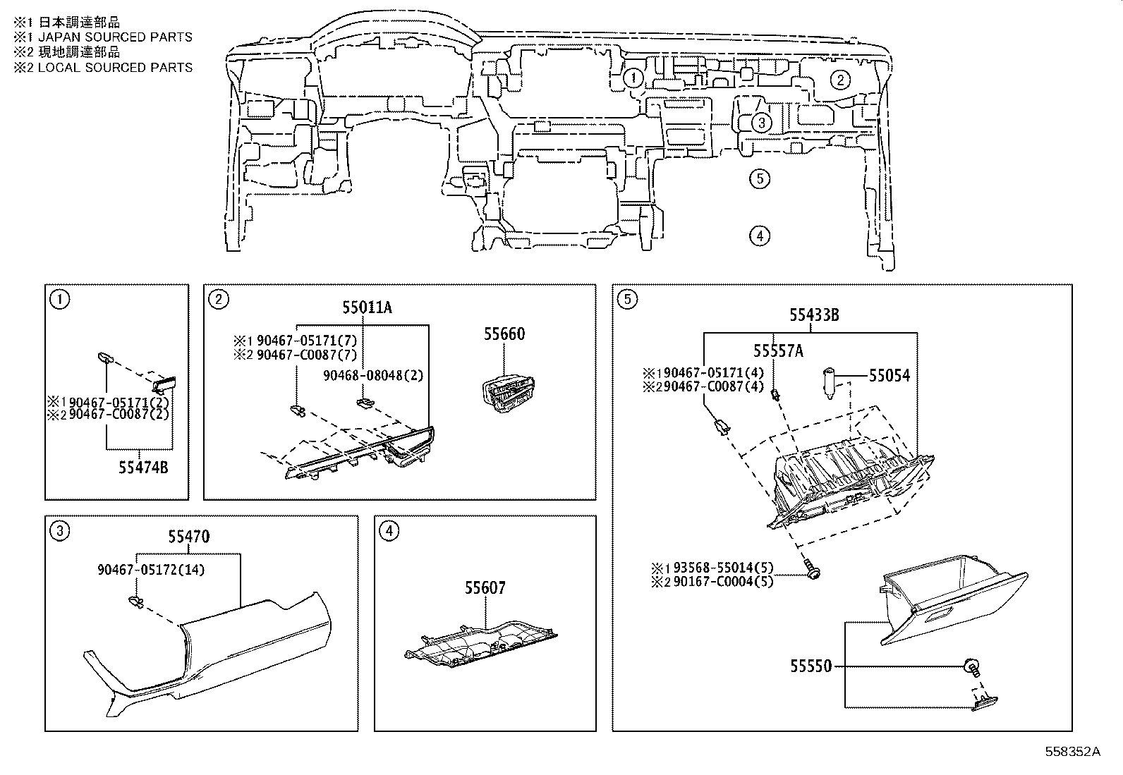 55650-0A040 REGISTER ASSY, INSTRUMENT PANEL, NO.1 product image
