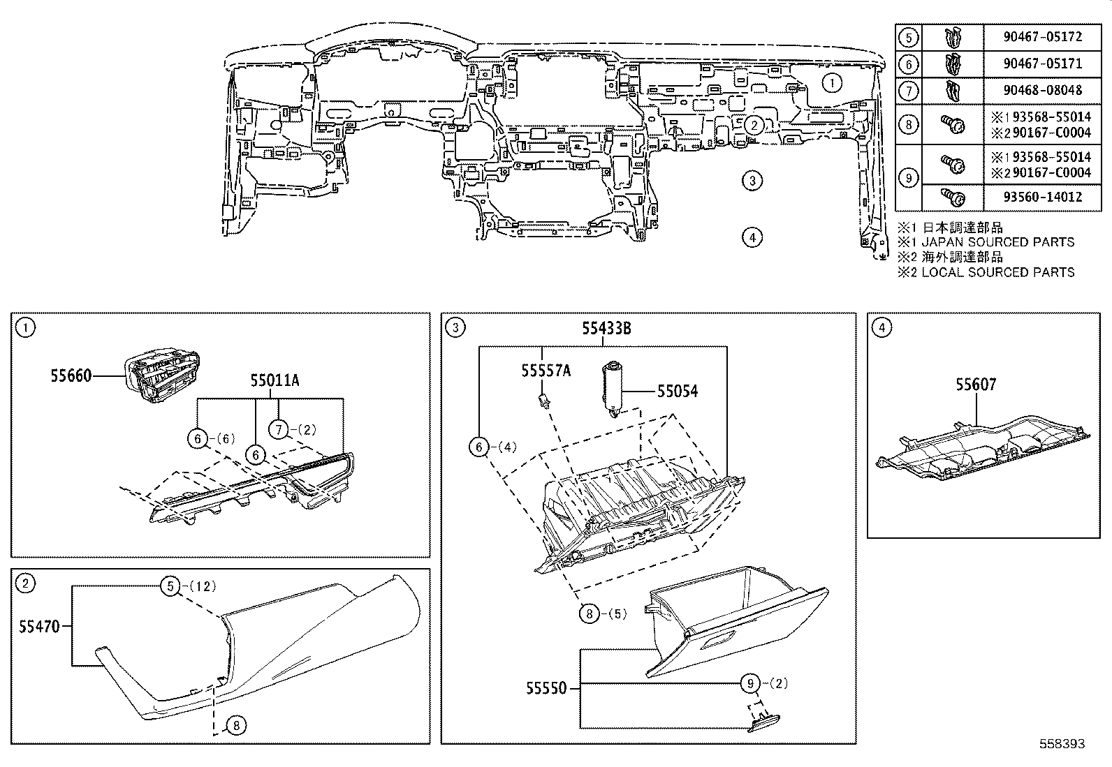 55405-02860 PANEL SUB-ASSY, INSTRUMENT CLUSTER FINISH, CENTER product image