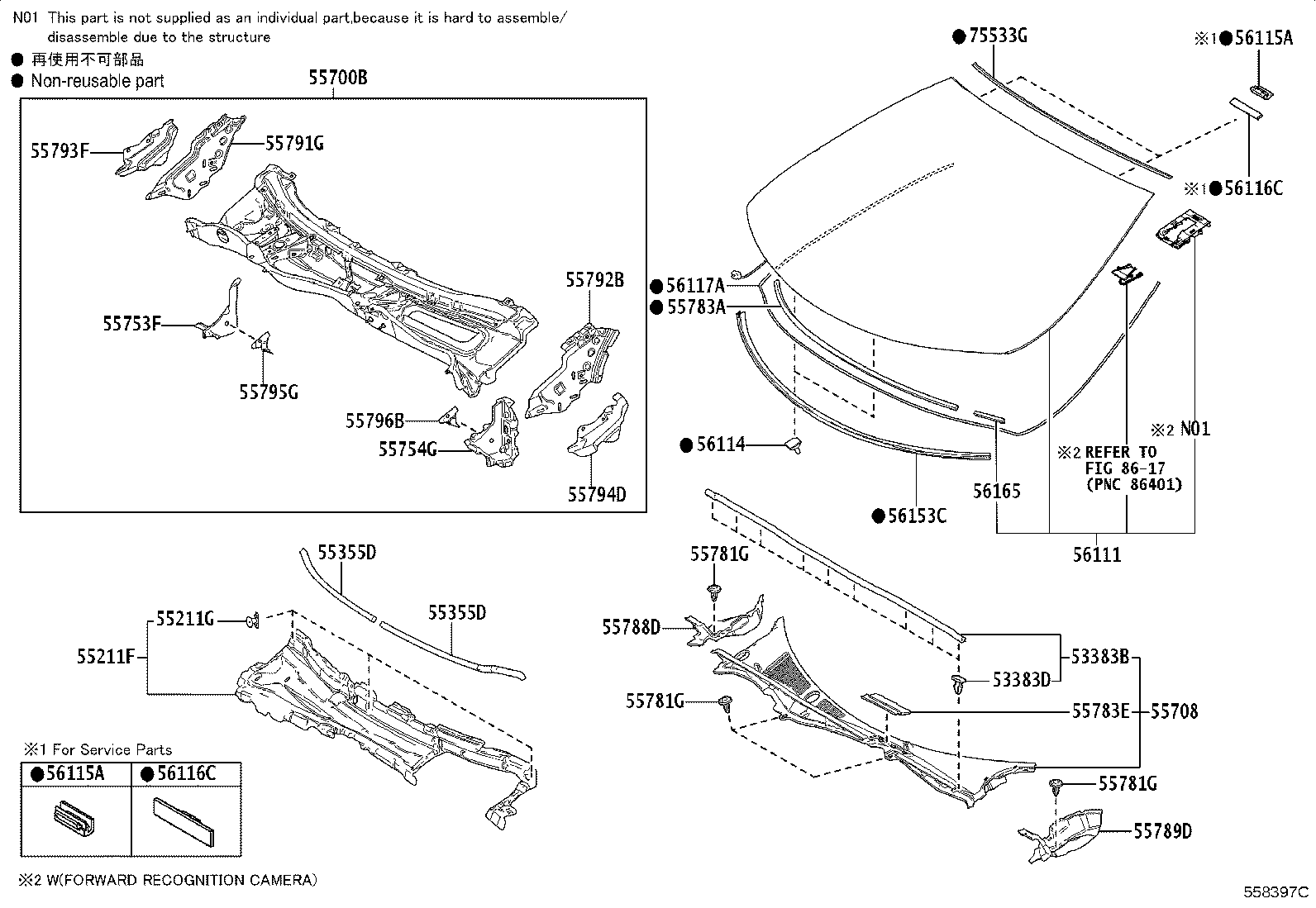 55792-11010 COVER, COWL REINFORCEMENT, UPPER LH product image