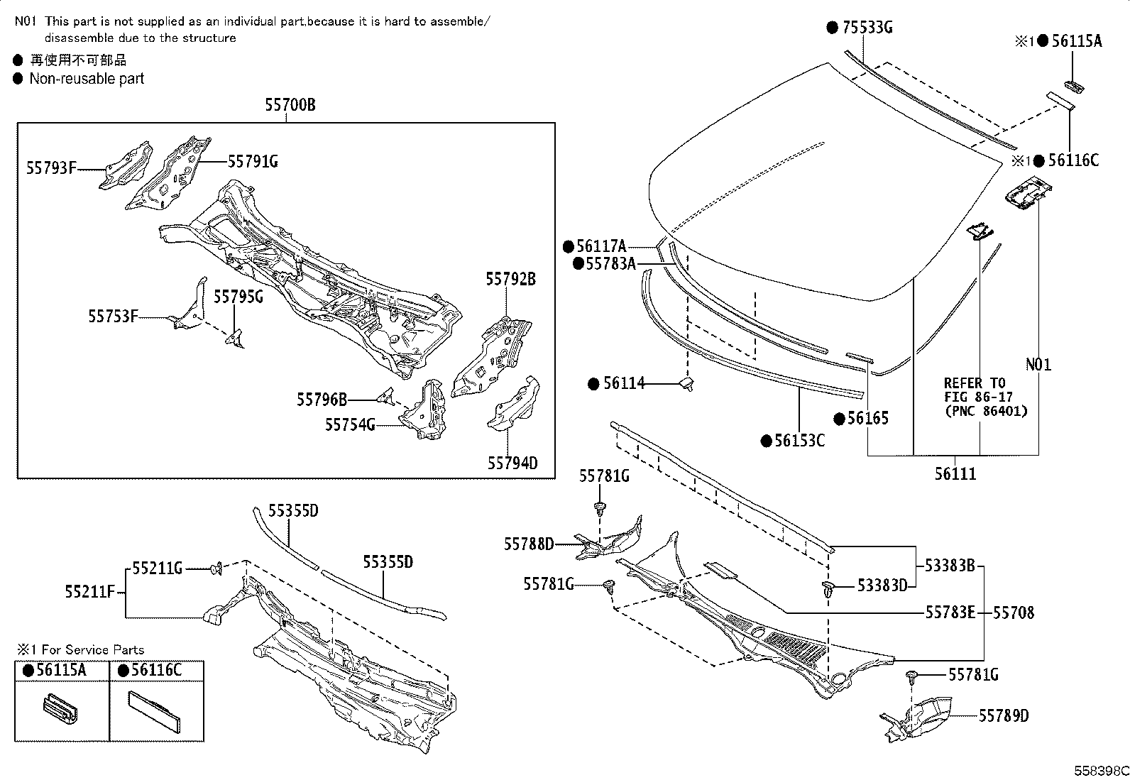 Toyota 75533-11020 MOULDING, WINDSHIELD, OUTSIDE