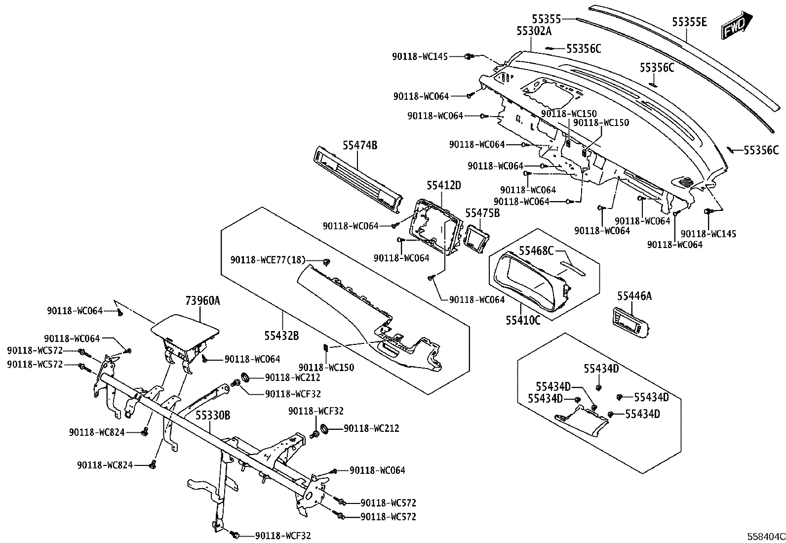 55405-WC008 PANEL SUB-ASSY, INSTRUMENT CLUSTER FINISH, CENTER product image