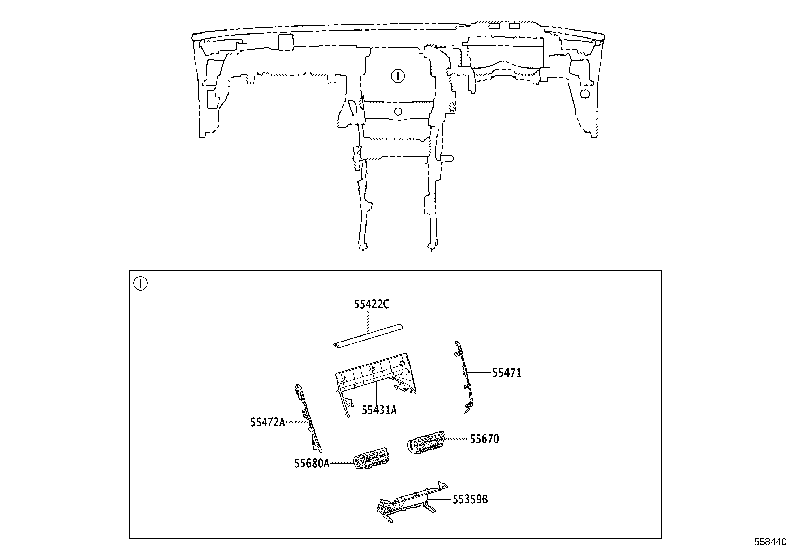 55352-V2030 BRACE, INSTRUMENT PANEL TO FLOOR, NO.2 product image