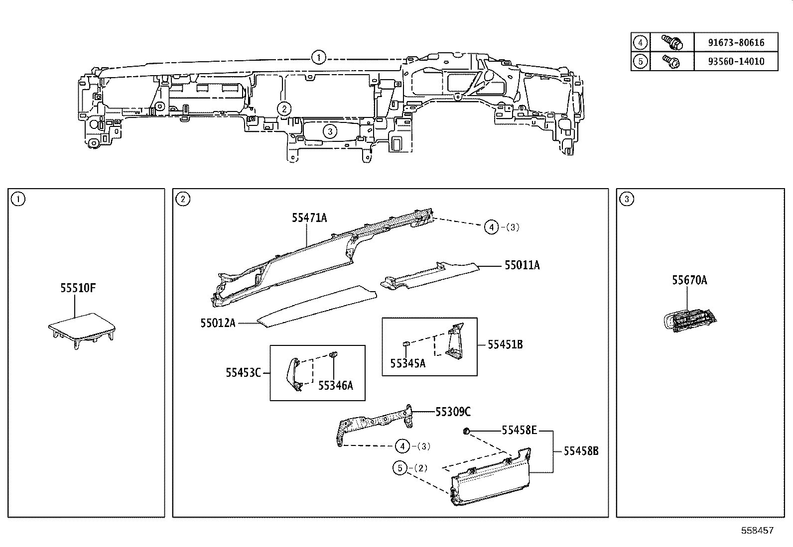 55306-11040 BRACE SUB-ASSY, INSTRUMENT PANEL, NO.1 product image
