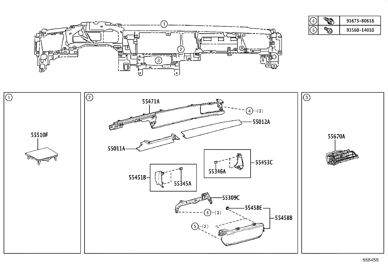 55306-11040 BRACE SUB-ASSY, INSTRUMENT PANEL, NO.1 product image