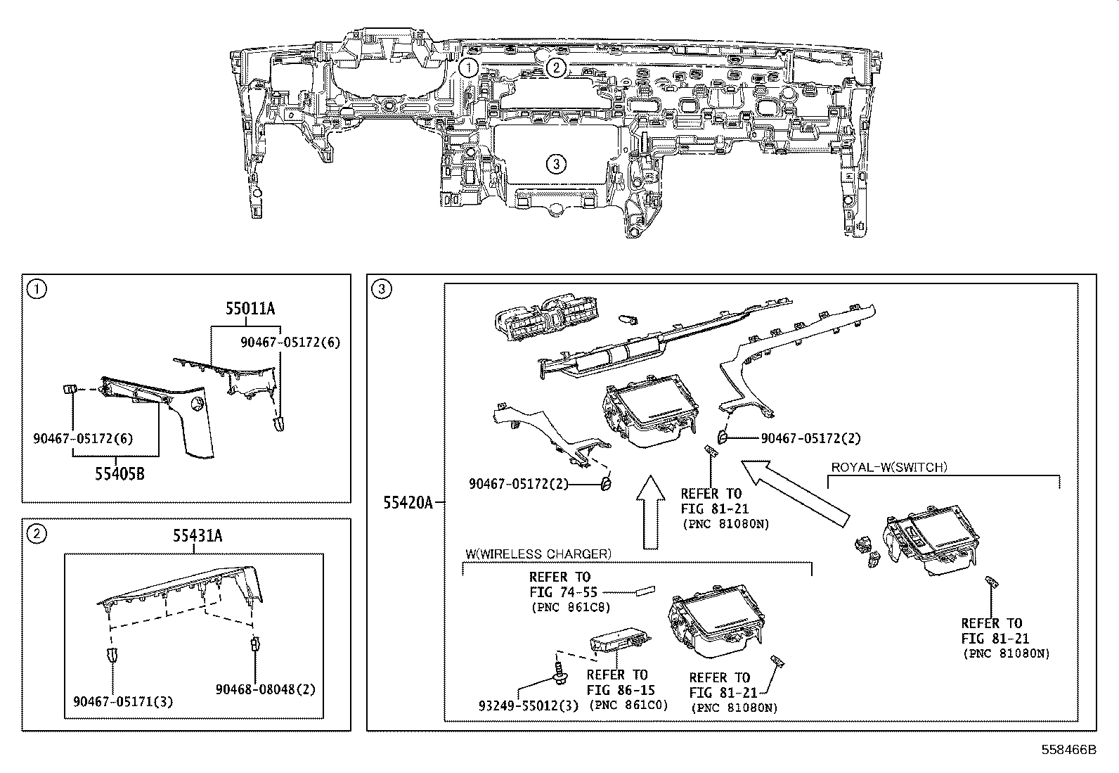 55405-V2020 PANEL SUB-ASSY, INSTRUMENT CLUSTER FINISH, CENTER product image