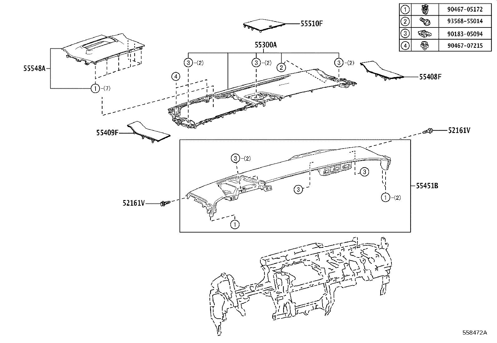 55405-V2020 PANEL SUB-ASSY, INSTRUMENT CLUSTER FINISH, CENTER product image