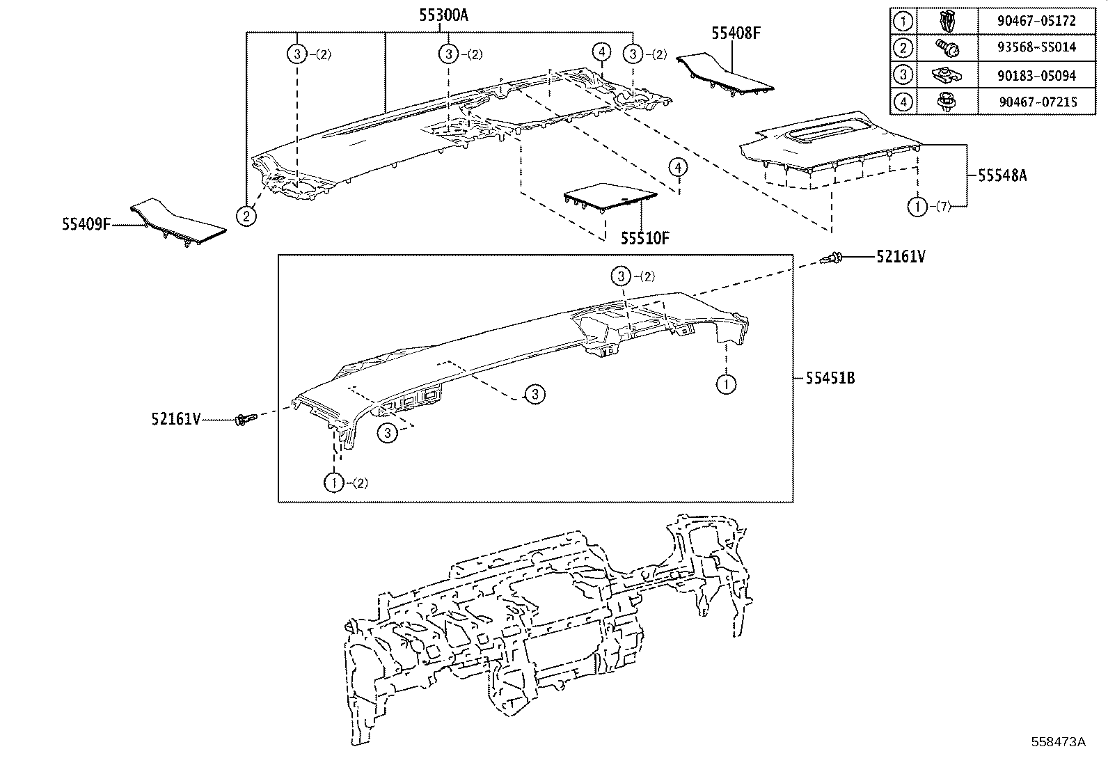 55405-V2020 PANEL SUB-ASSY, INSTRUMENT CLUSTER FINISH, CENTER product image