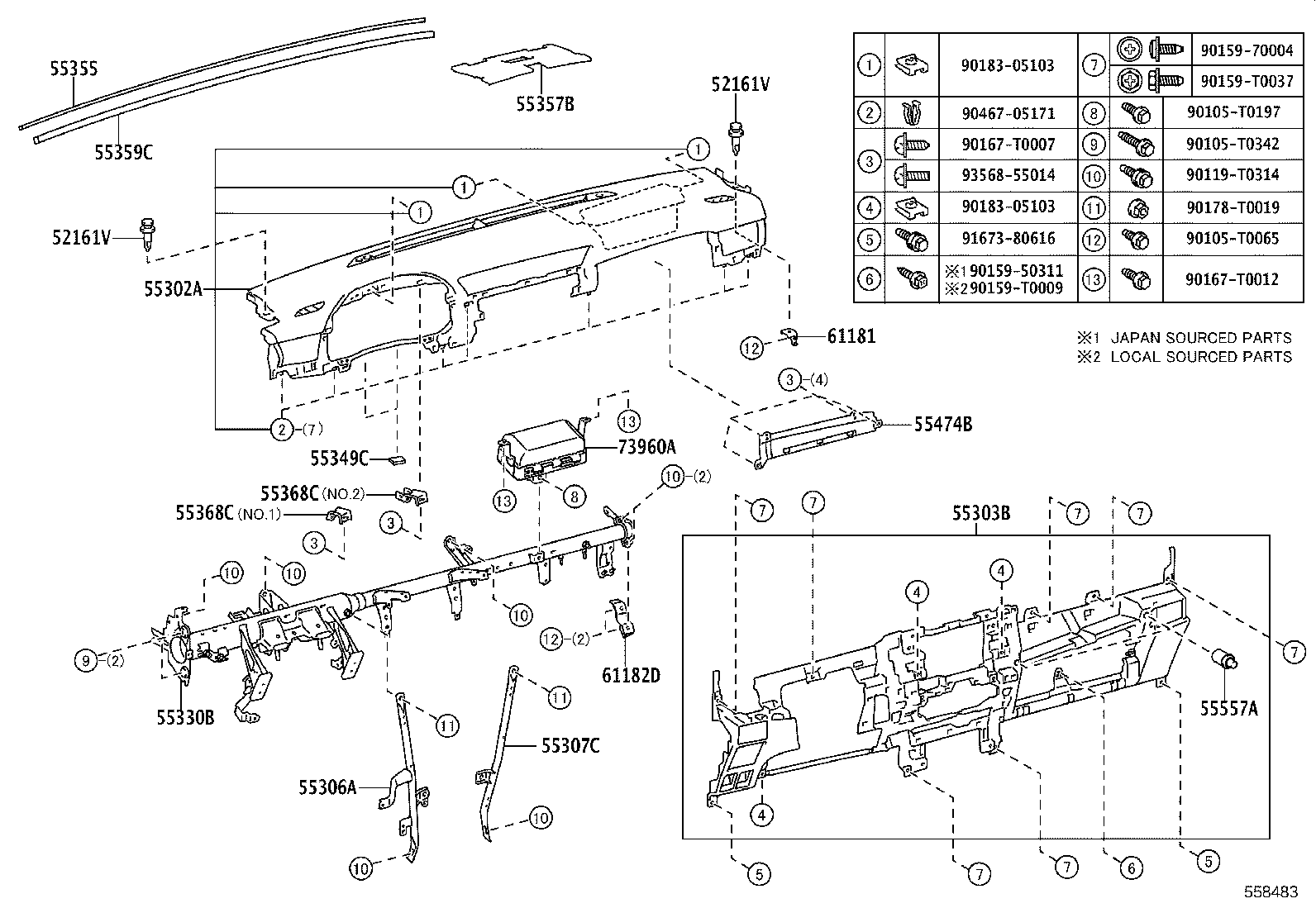 55012-KK160 GARNISH SUB-ASSY, INSTRUMENT PANEL, NO.2 product image